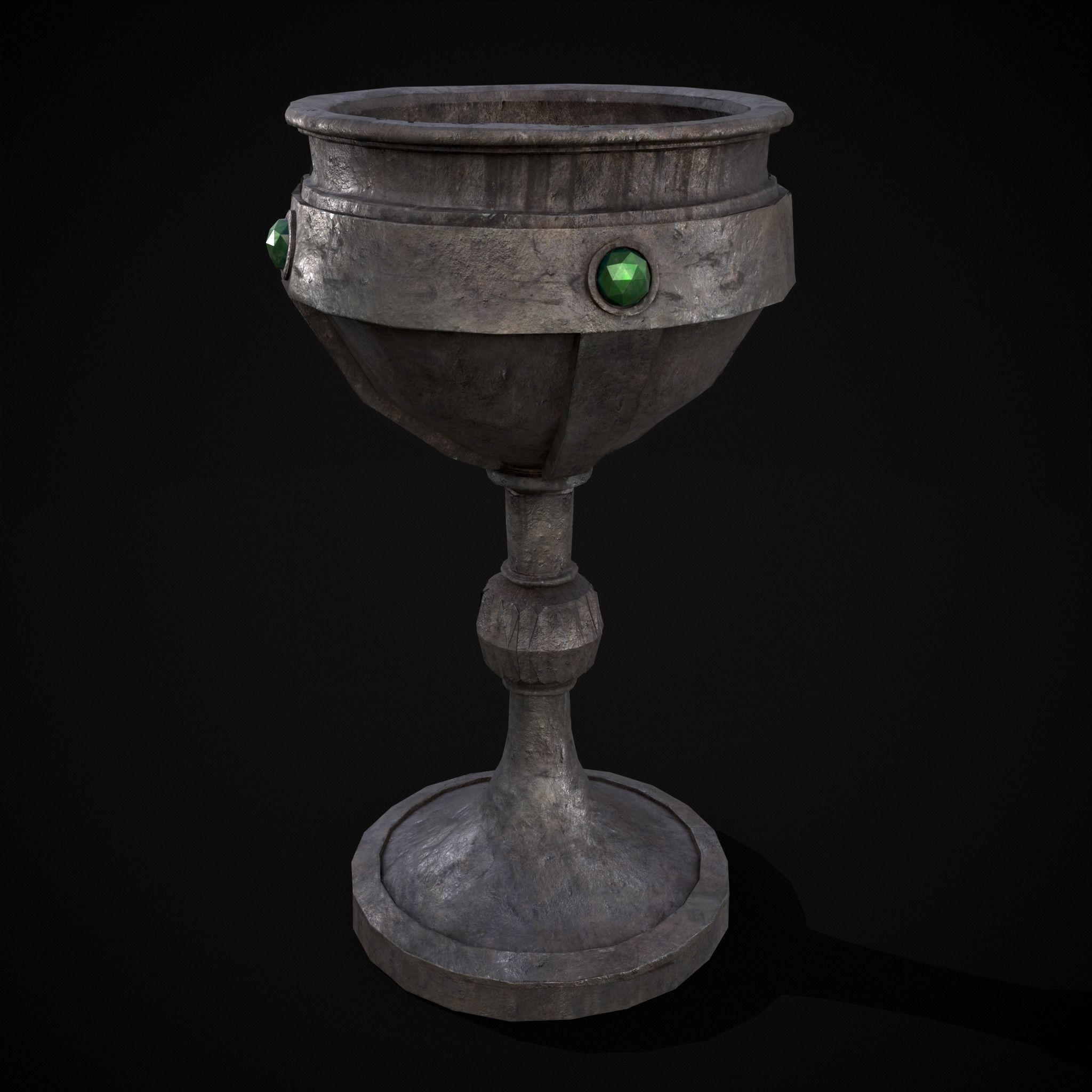 Medieval Iron Emerald Goblet Low-poly 3D model_17