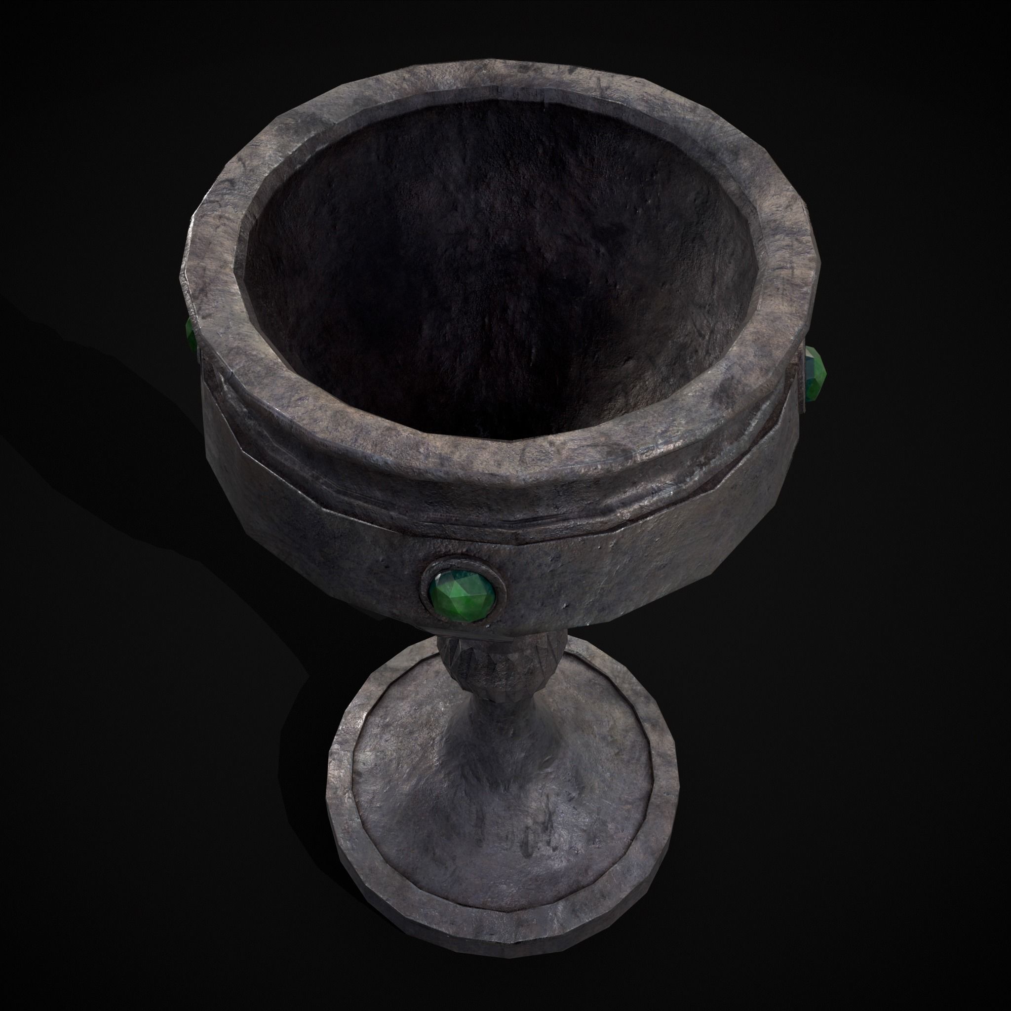Medieval Iron Emerald Goblet Low-poly 3D model_5