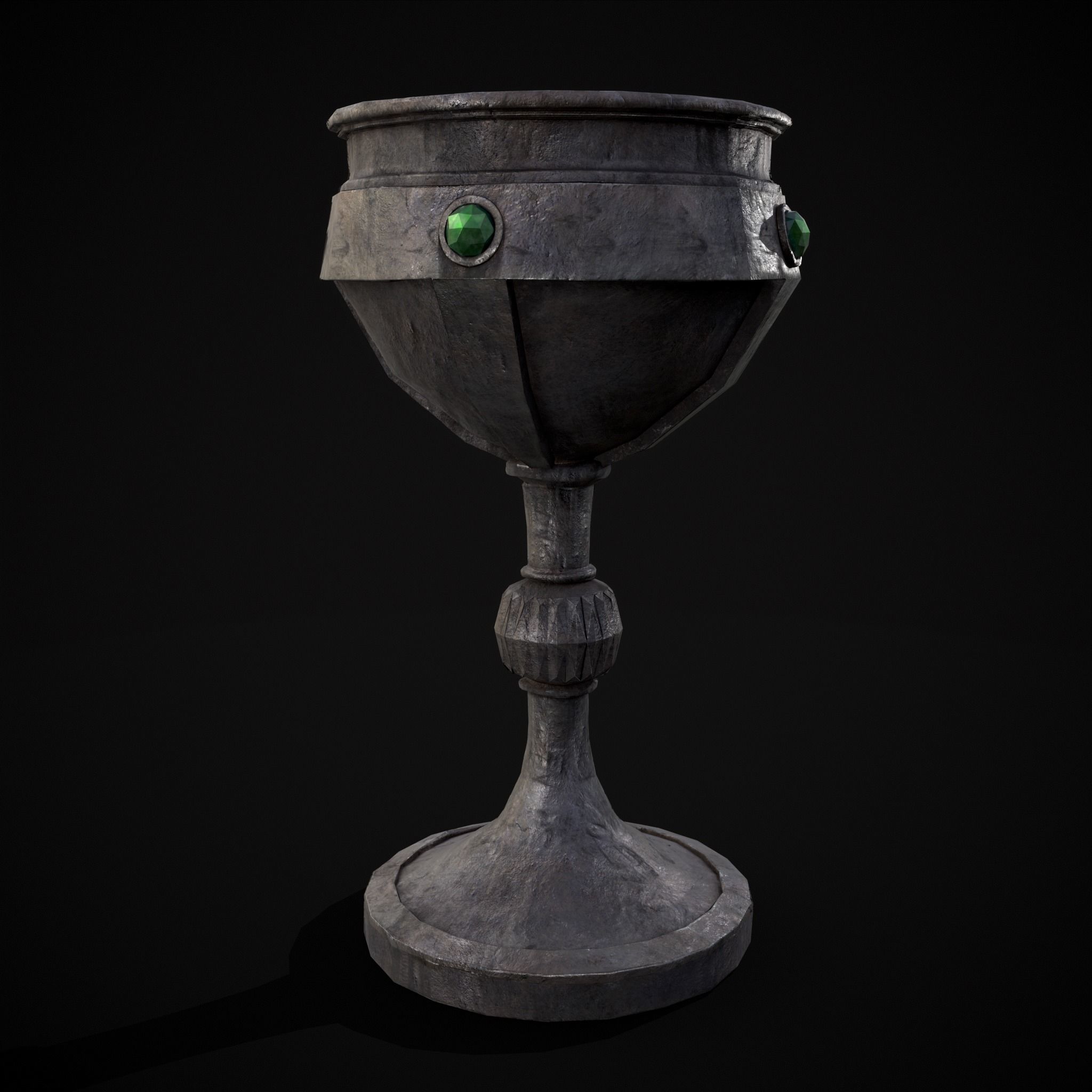 Medieval Iron Emerald Goblet Low-poly 3D model_19