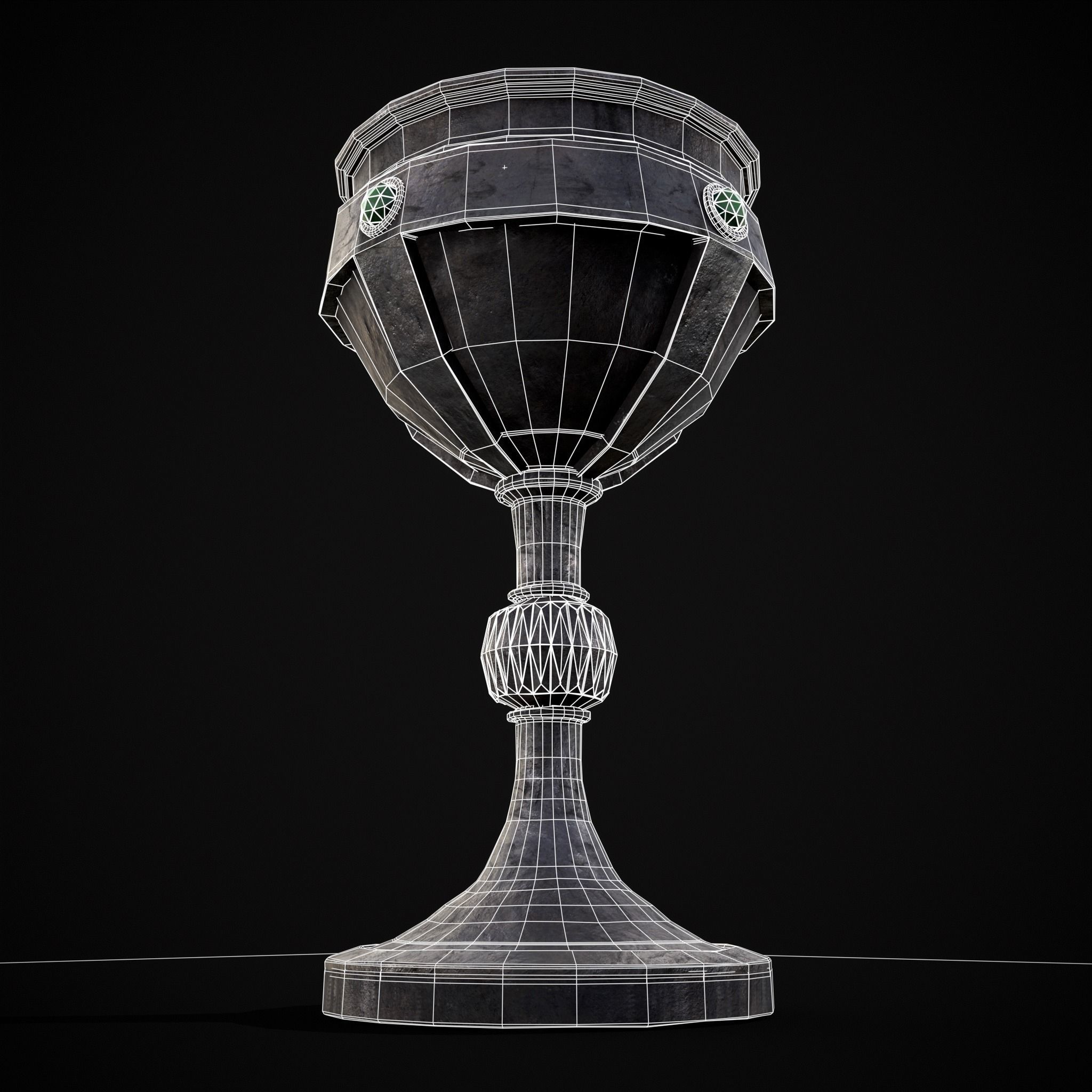 Medieval Iron Emerald Goblet Low-poly 3D model_4