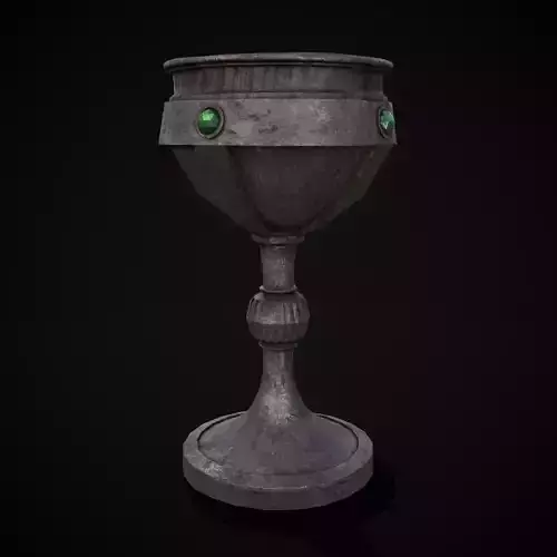 Medieval Iron Emerald Goblet Low-poly 3D model