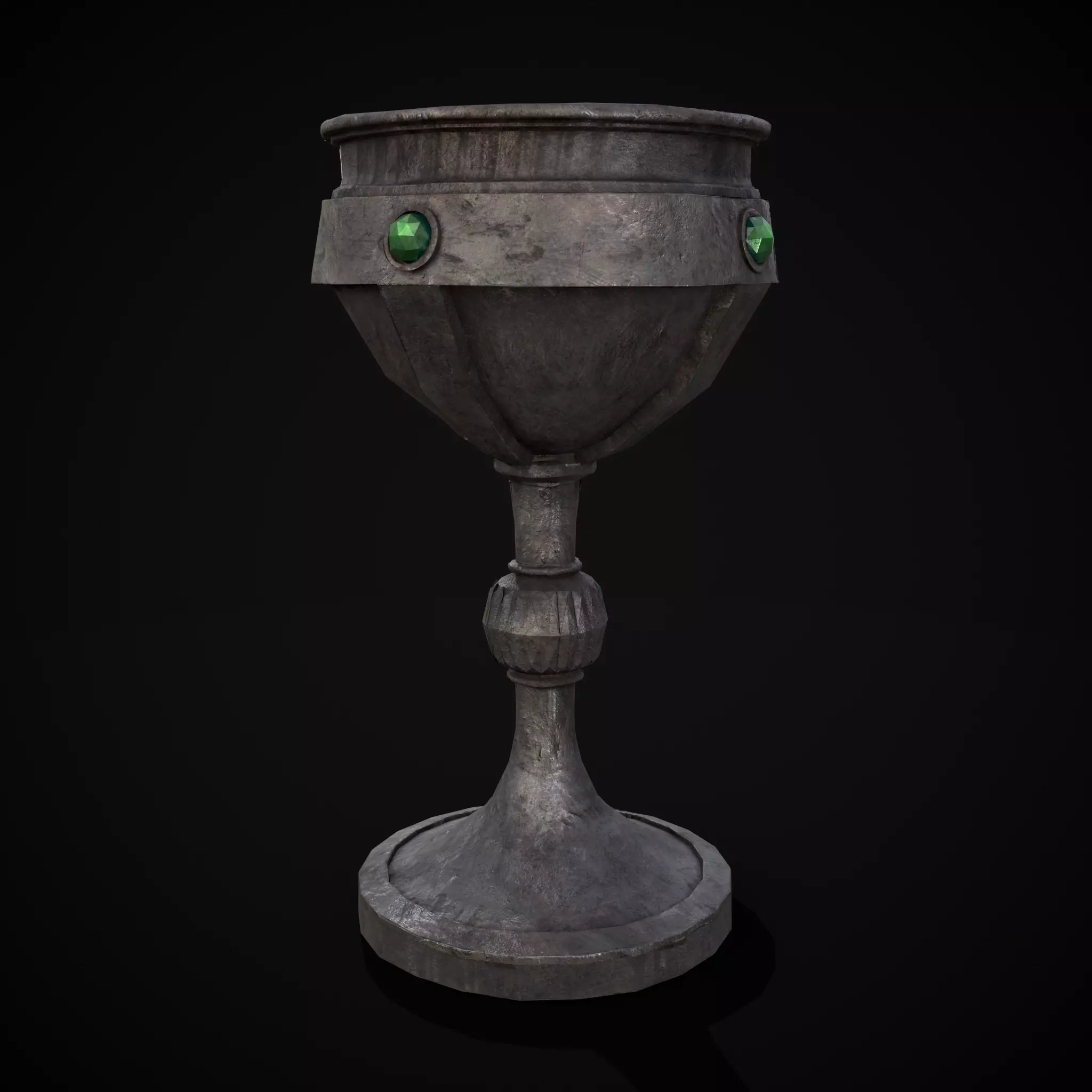 Medieval Iron Emerald Goblet Low-poly 3D model_0