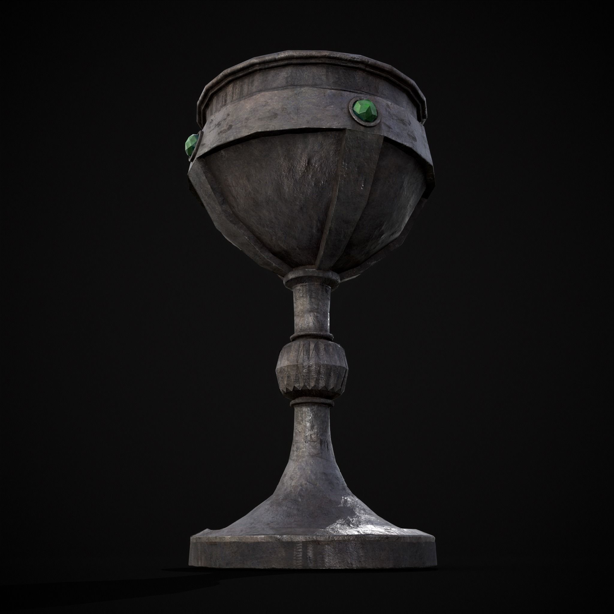 Medieval Iron Emerald Goblet Low-poly 3D model_15