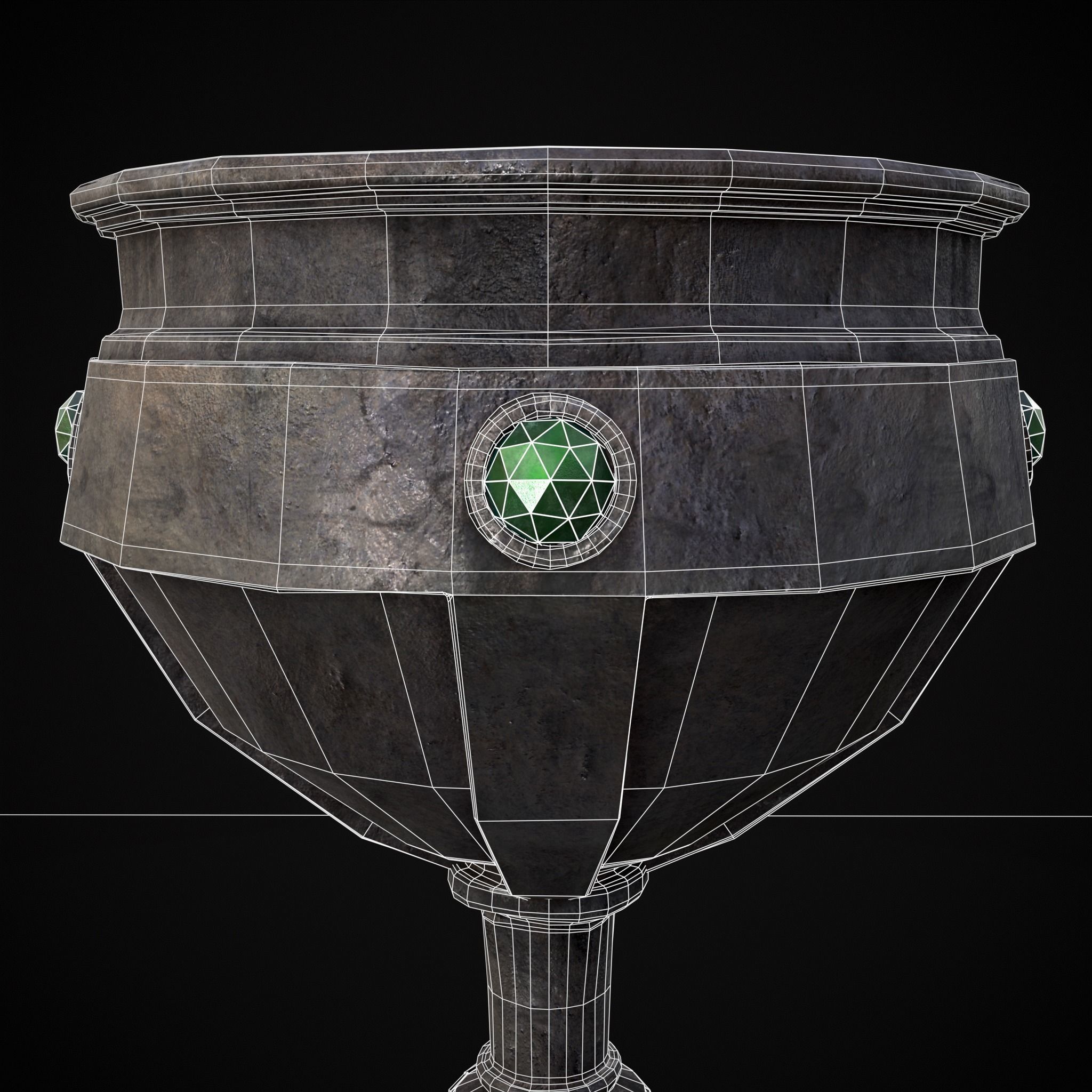 Medieval Iron Emerald Goblet Low-poly 3D model_8