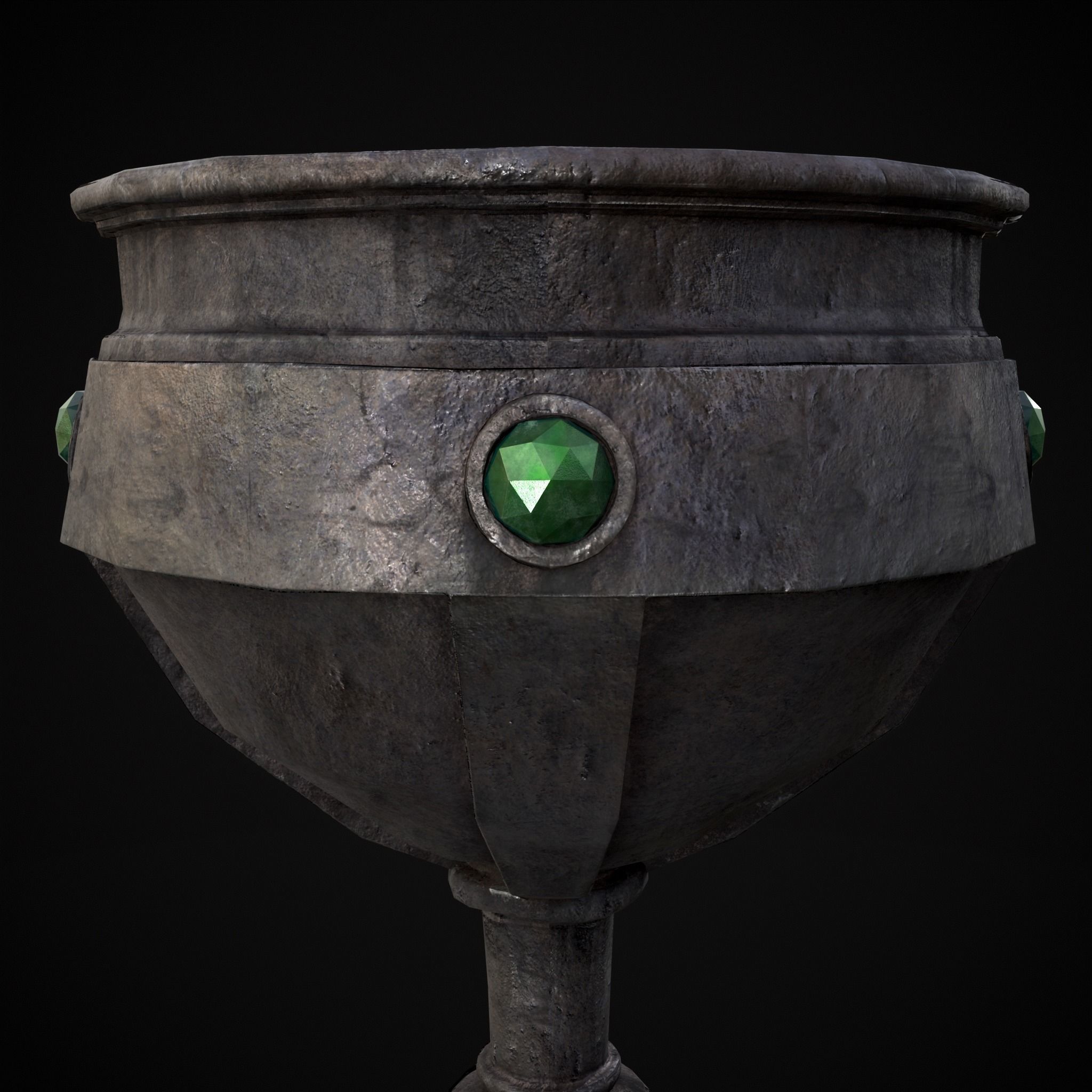Medieval Iron Emerald Goblet Low-poly 3D model_7
