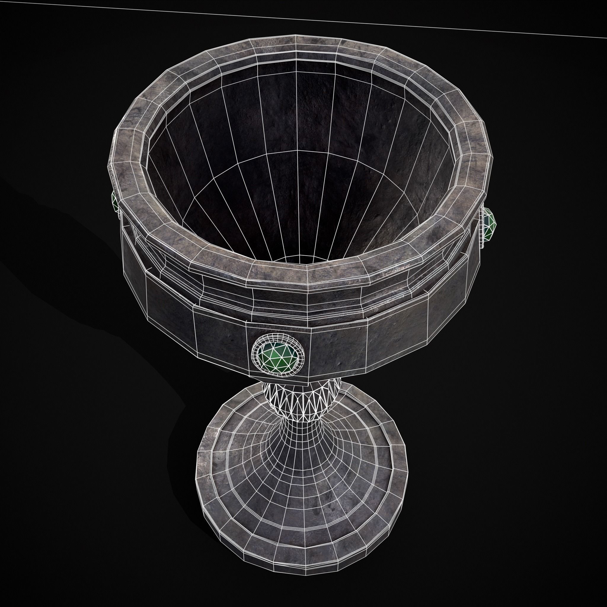 Medieval Iron Emerald Goblet Low-poly 3D model_6