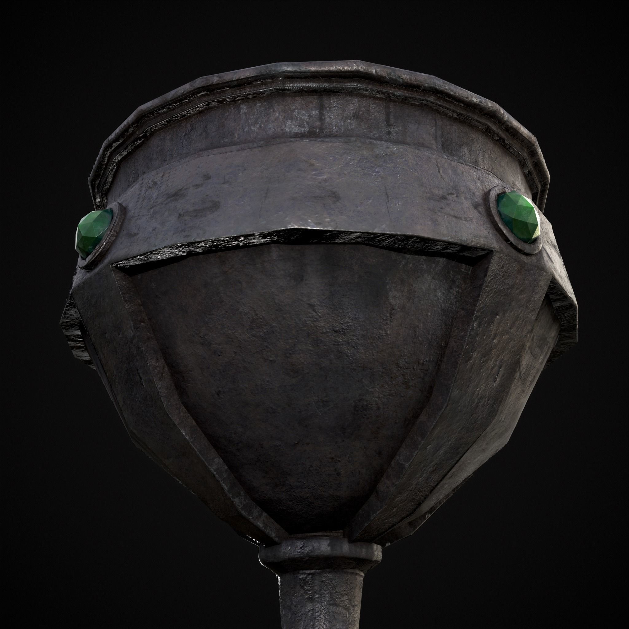 Medieval Iron Emerald Goblet Low-poly 3D model_9