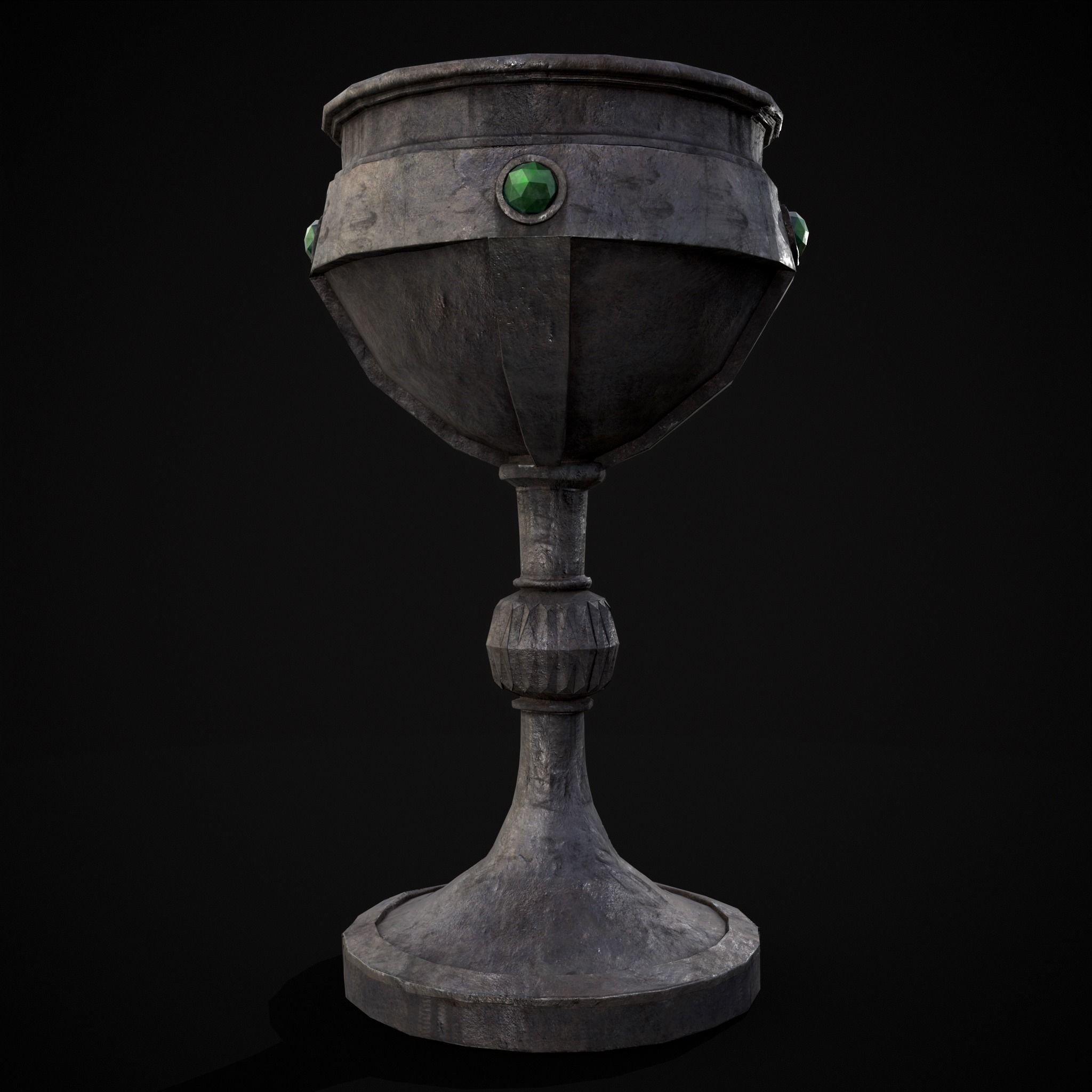 Medieval Iron Emerald Goblet Low-poly 3D model_13