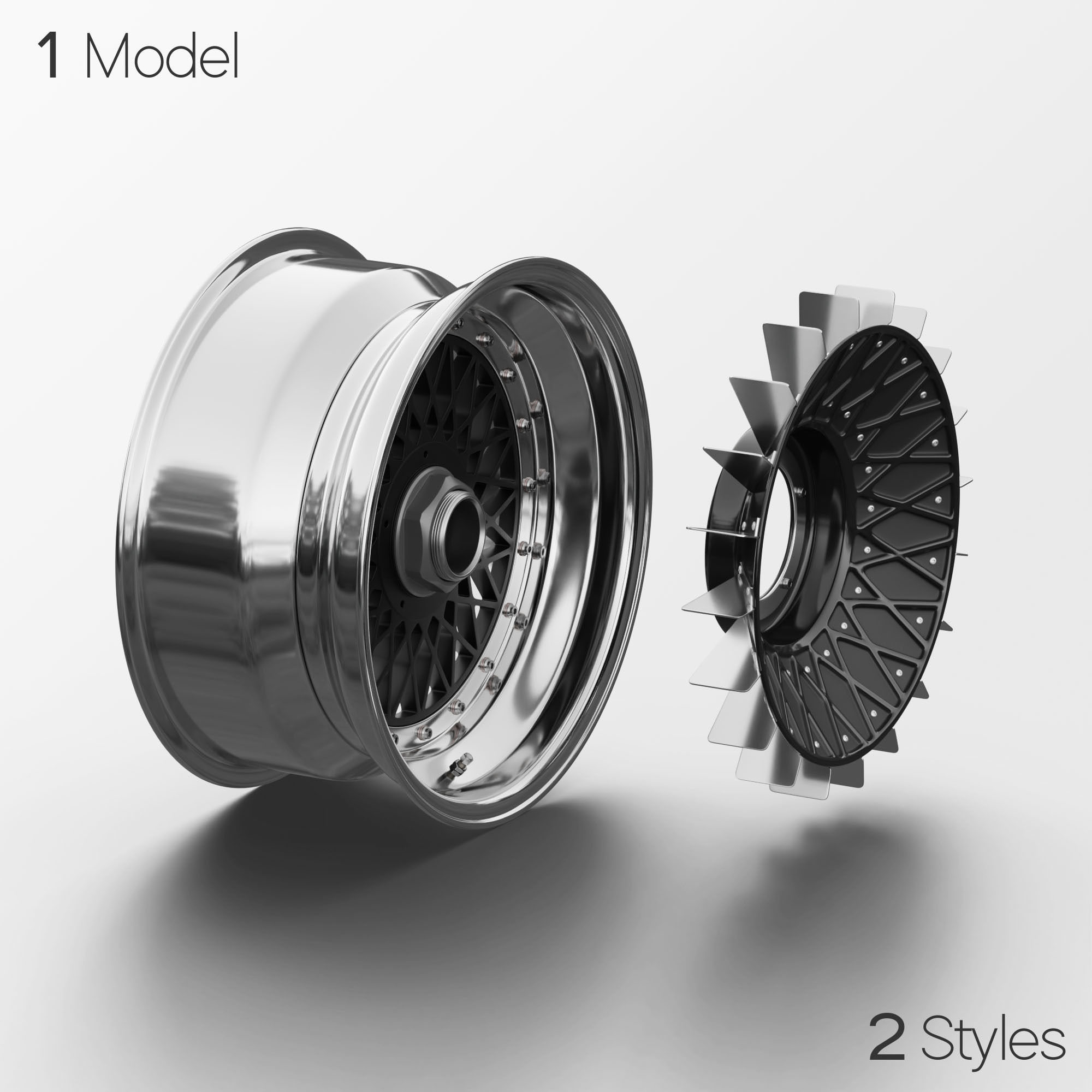 BBS E57 Turbofan 17in Wheel Porsche 935 3D Model 3D model_2