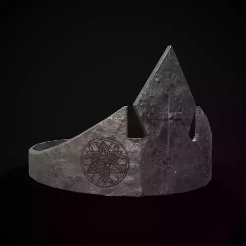 Medieval Iron Cross Crown Low-poly 3D model