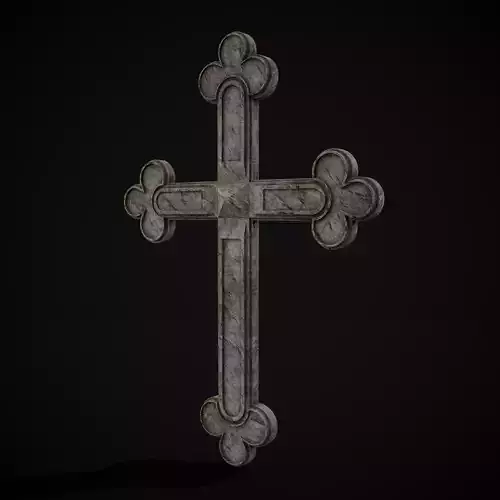 Medieval Stone Wall Cross Low-poly 3D model
