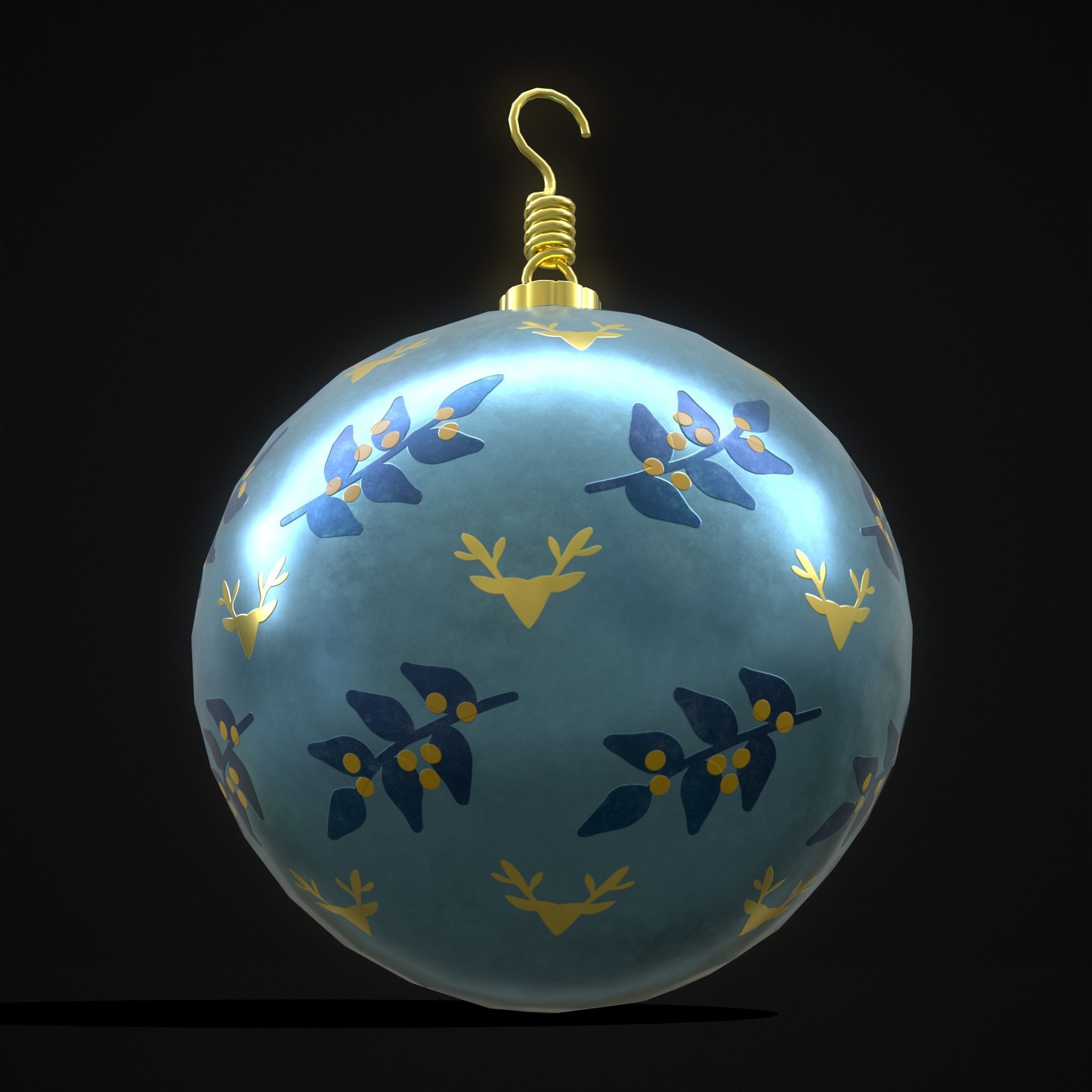 Blue Mistle Toe And Deer Ball Low-poly 3D model_23
