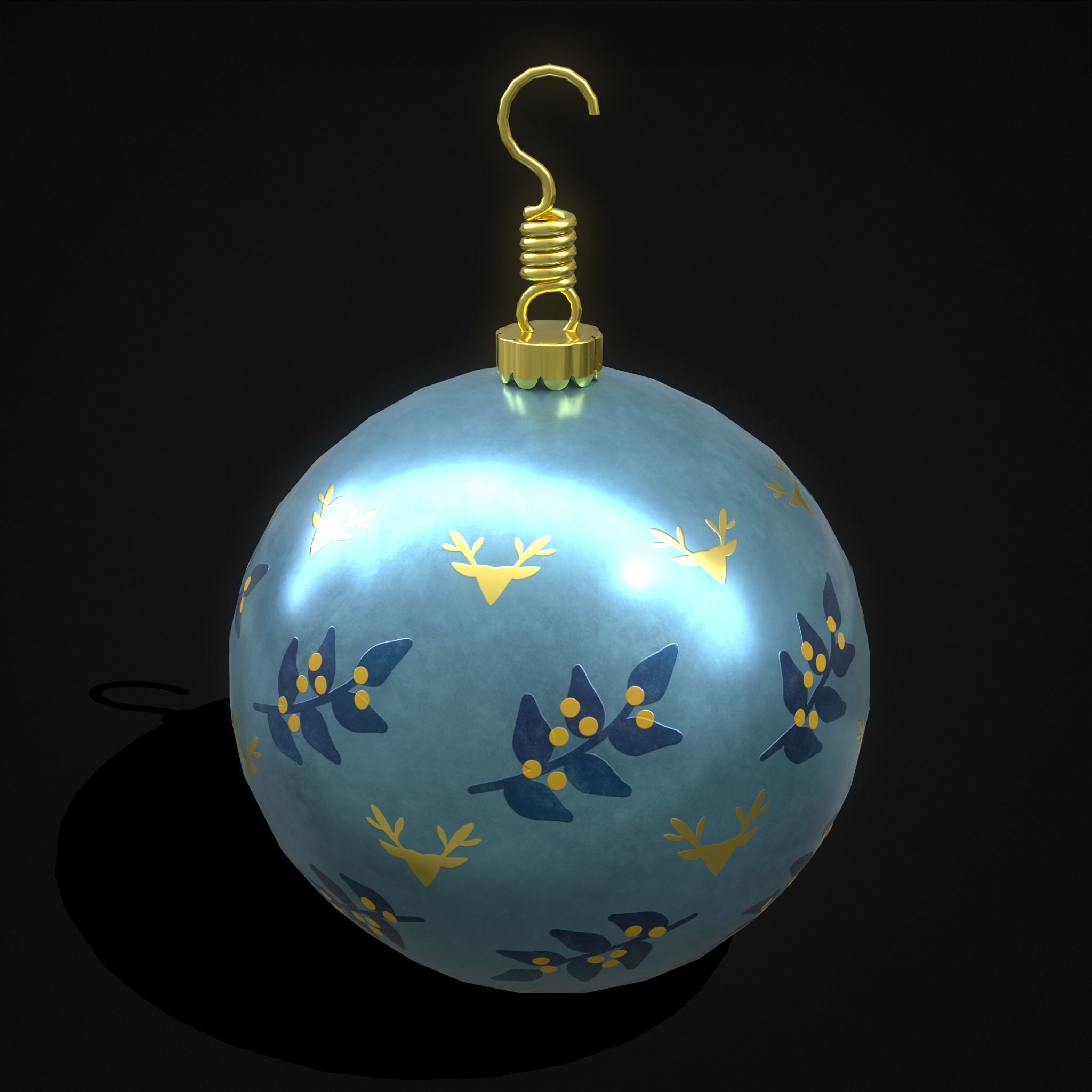 Blue Mistle Toe And Deer Ball Low-poly 3D model_21
