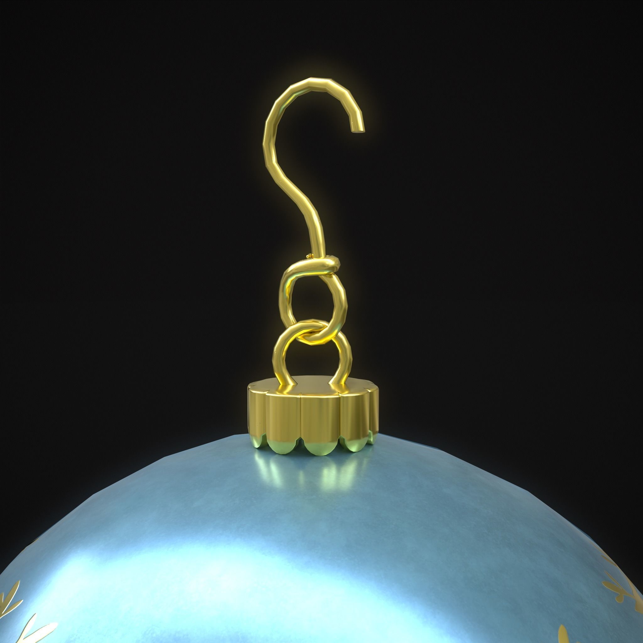 Blue Mistle Toe And Deer Ball Low-poly 3D model_19
