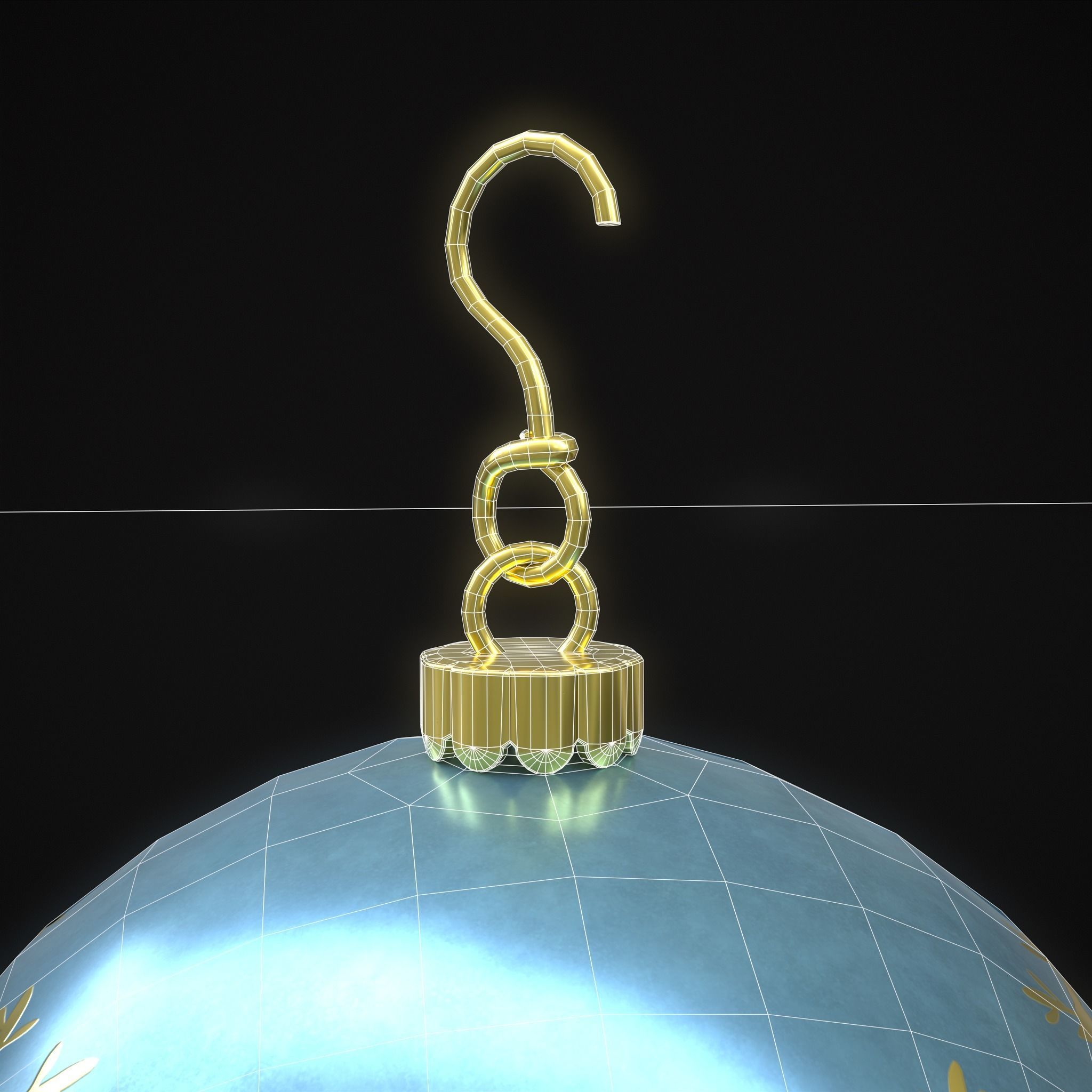 Blue Mistle Toe And Deer Ball Low-poly 3D model_20