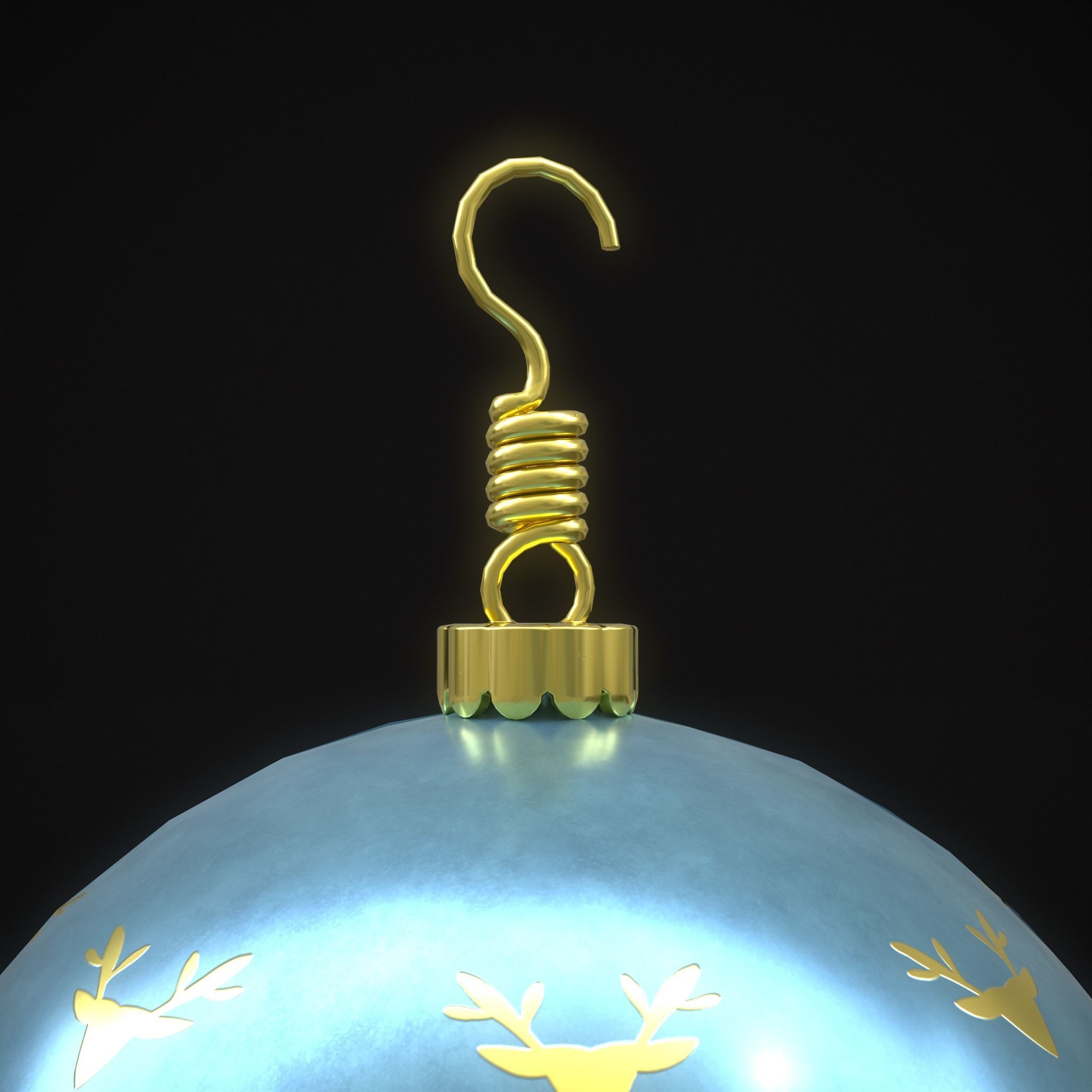Blue Mistle Toe And Deer Ball Low-poly 3D model_25