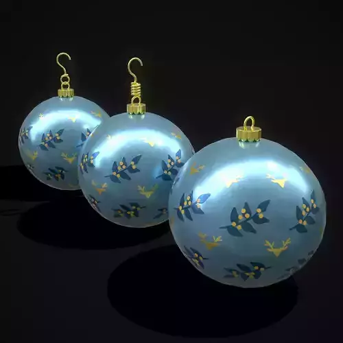Blue Mistle Toe And Deer Ball Low-poly 3D model