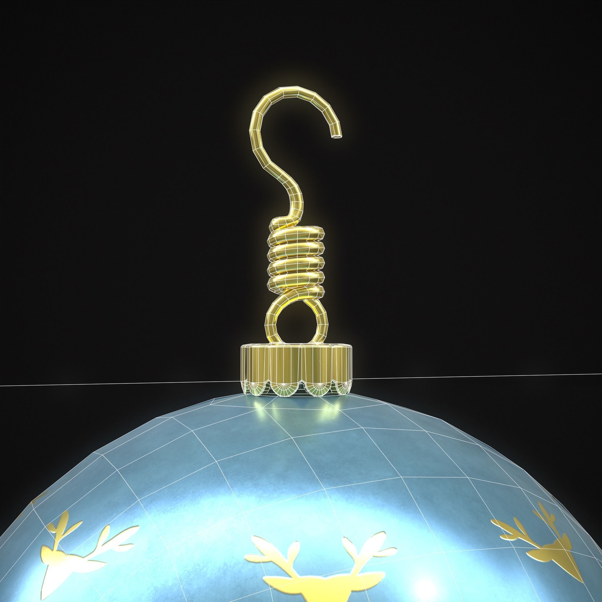 Blue Mistle Toe And Deer Ball Low-poly 3D model_26