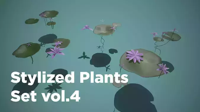 Stylized Plants Set vol 04 foliage pack Water Lily and Lotus