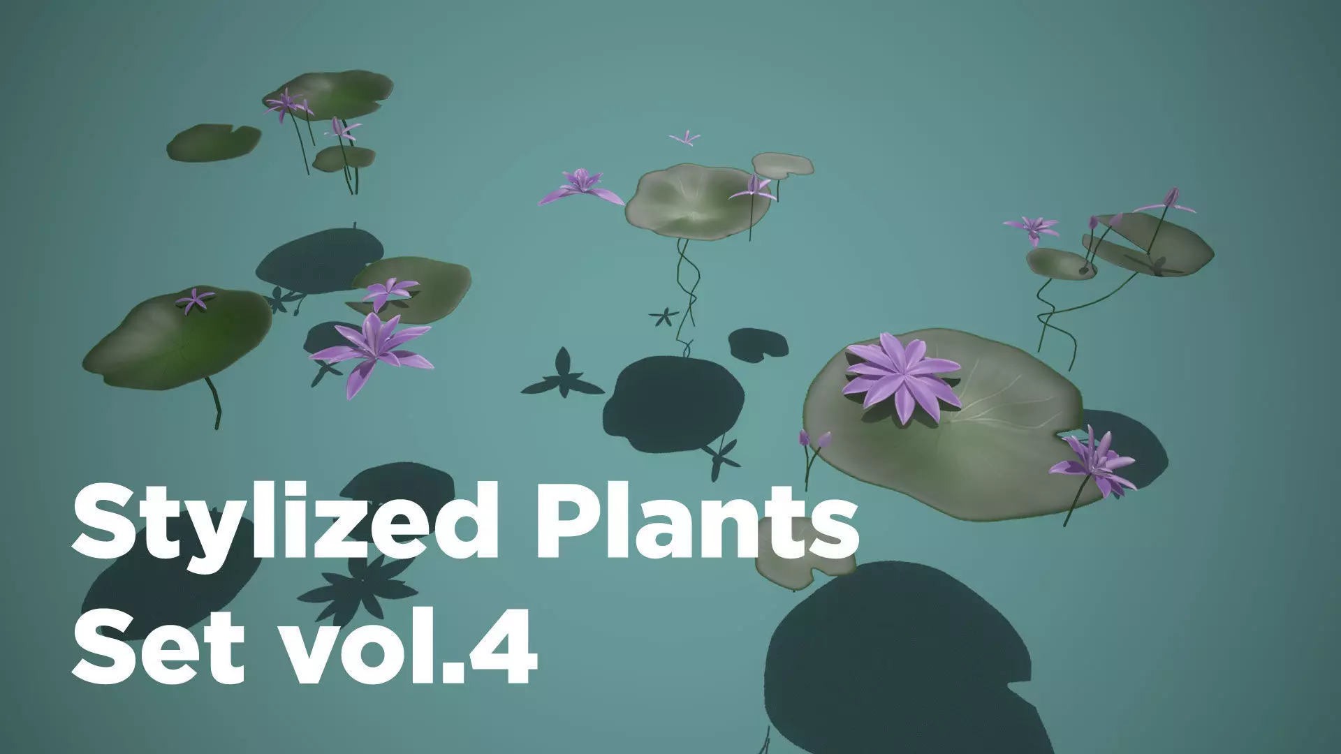 Stylized Plants Set vol 04 foliage pack Water Lily and Lotus Low-poly 3D model