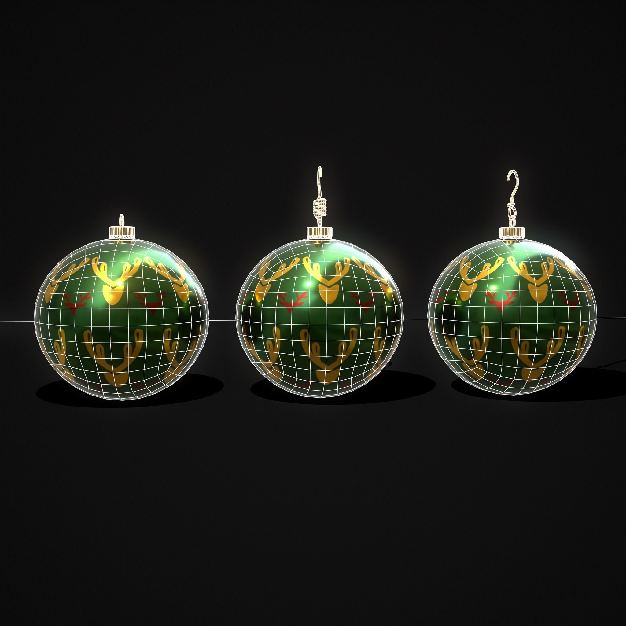 Green Deer And Elk Ball Low-poly 3D model_4
