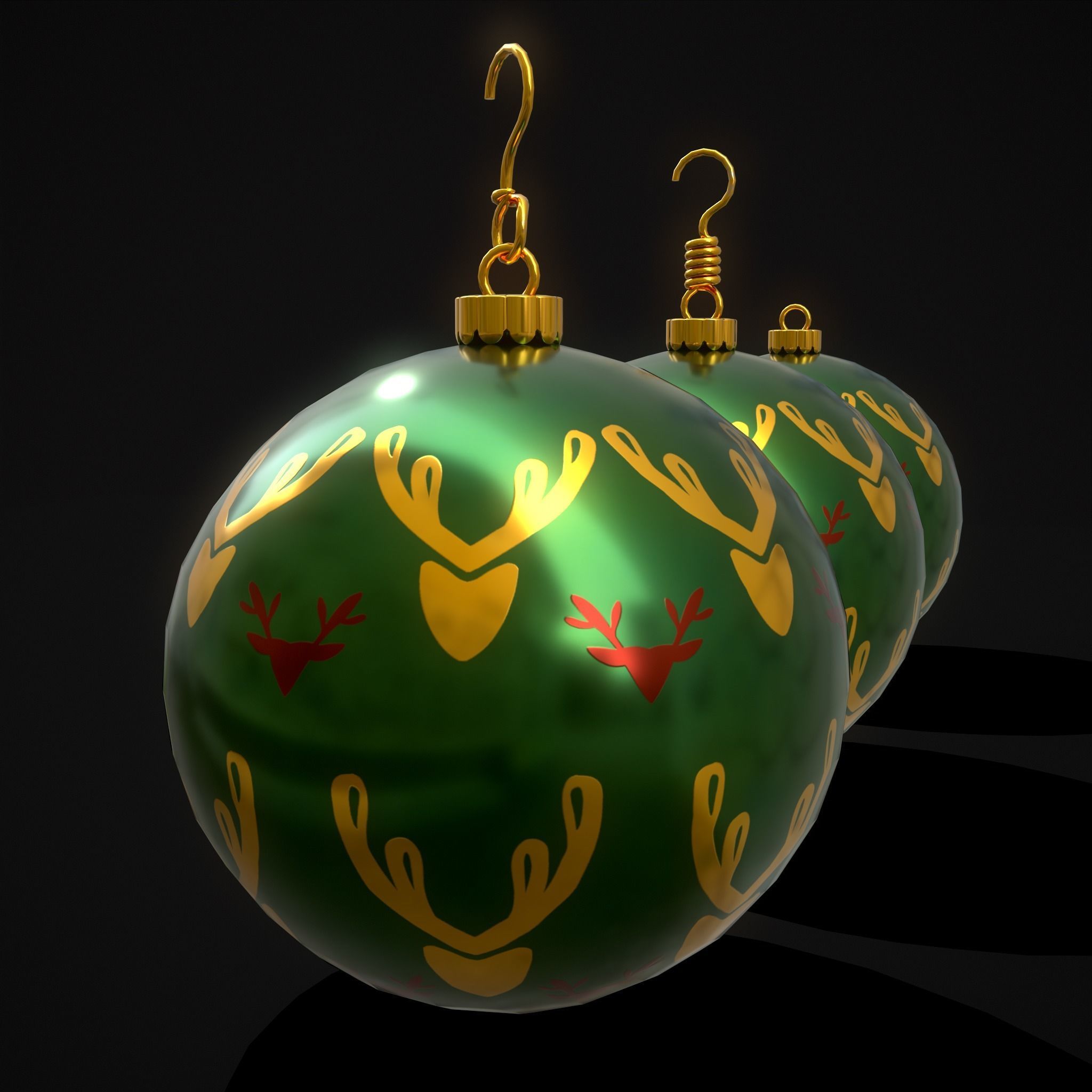 Green Deer And Elk Ball Low-poly 3D model_5