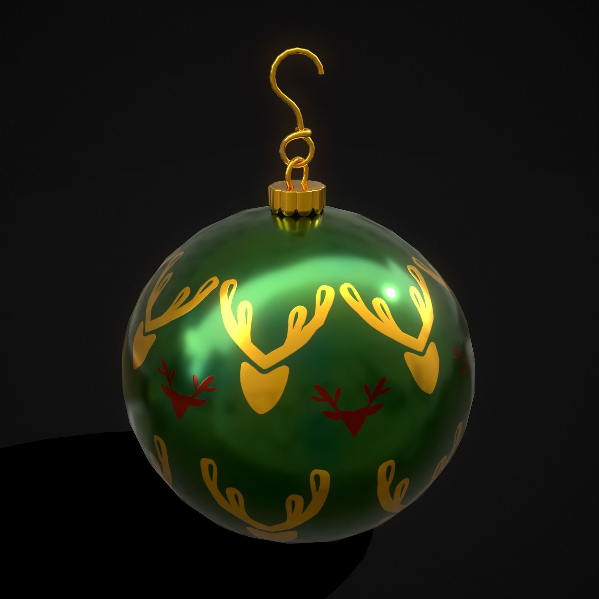 Green Deer And Elk Ball Low-poly 3D model_7