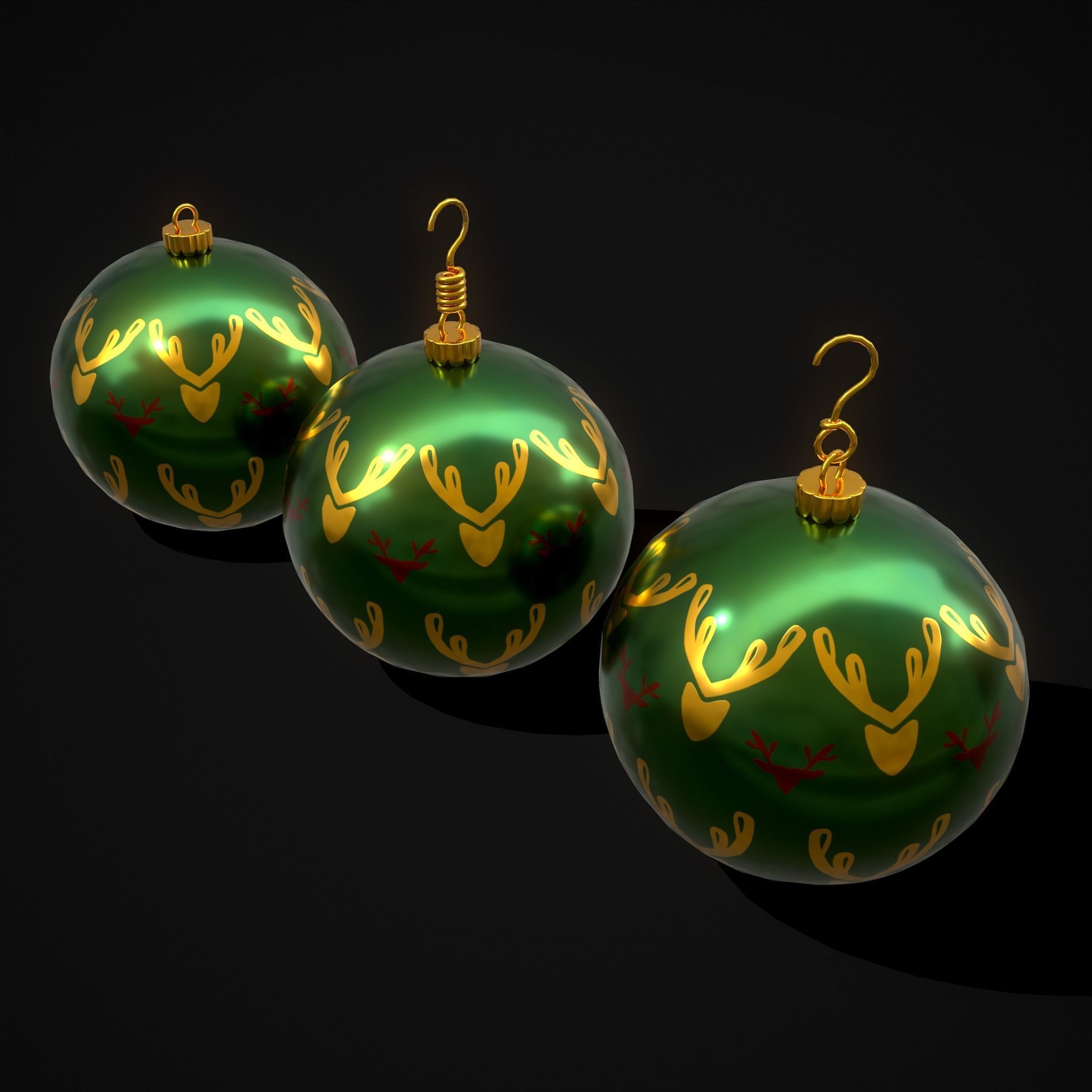 Green Deer And Elk Ball Low-poly 3D model_25