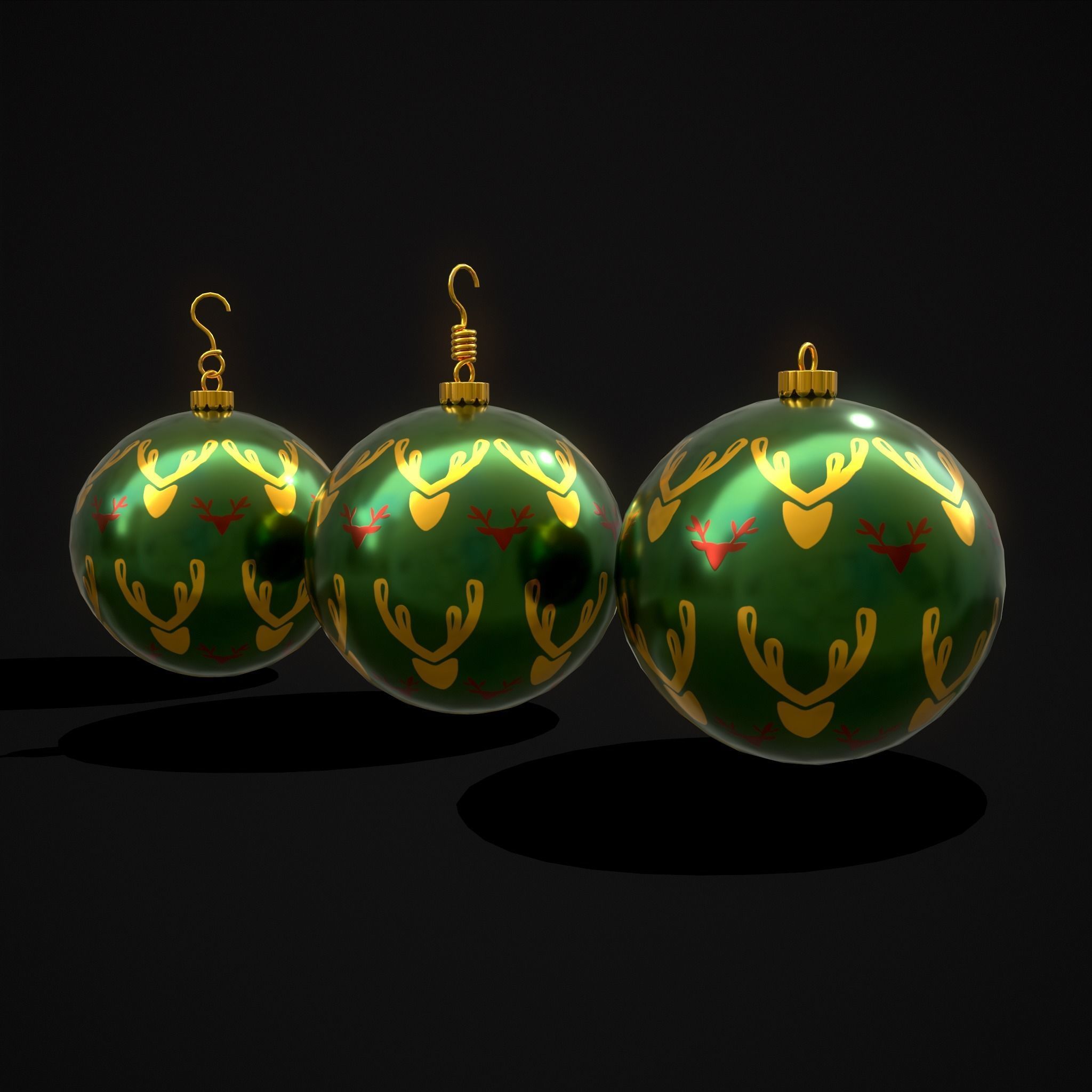 Green Deer And Elk Ball Low-poly 3D model_23