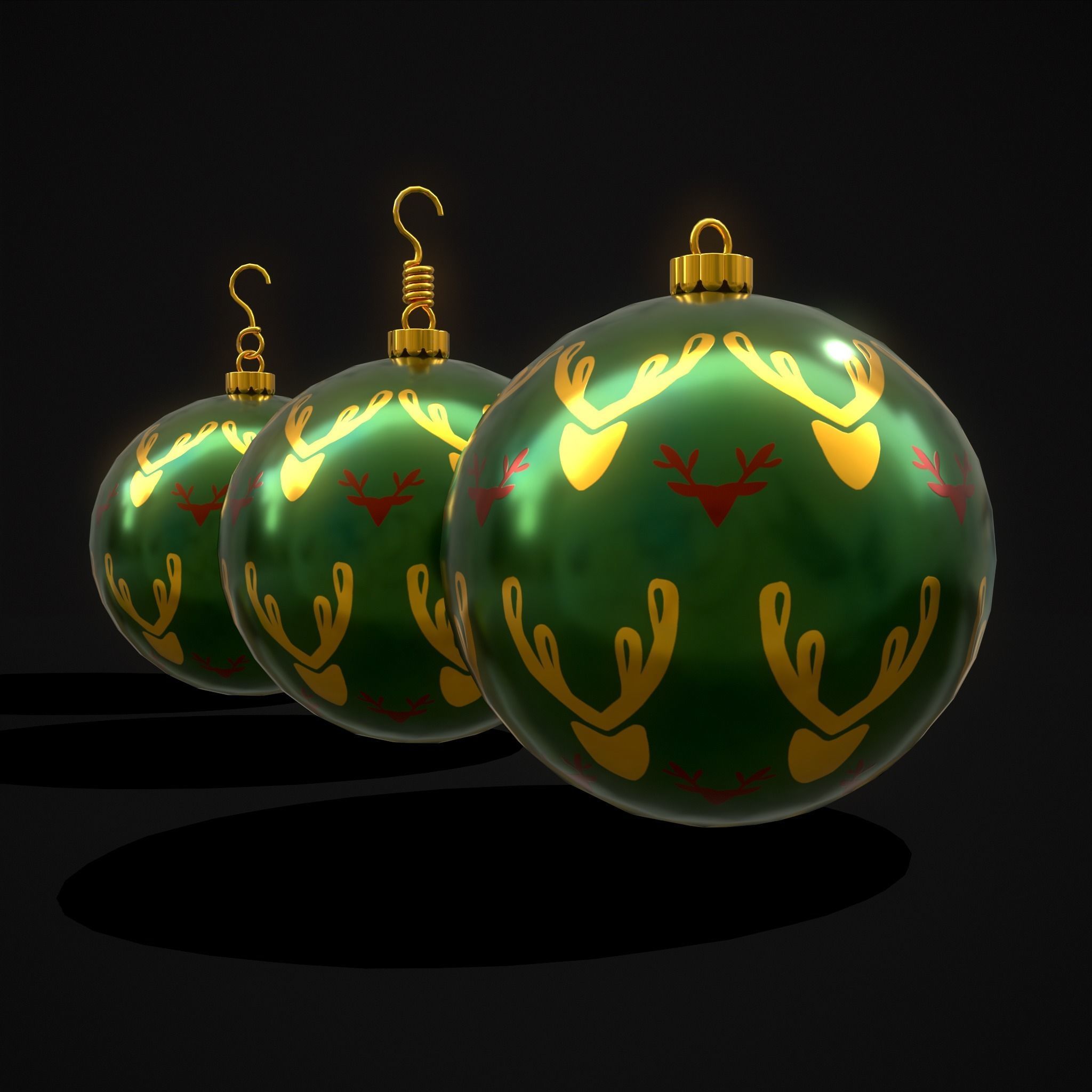 Green Deer And Elk Ball Low-poly 3D model_27