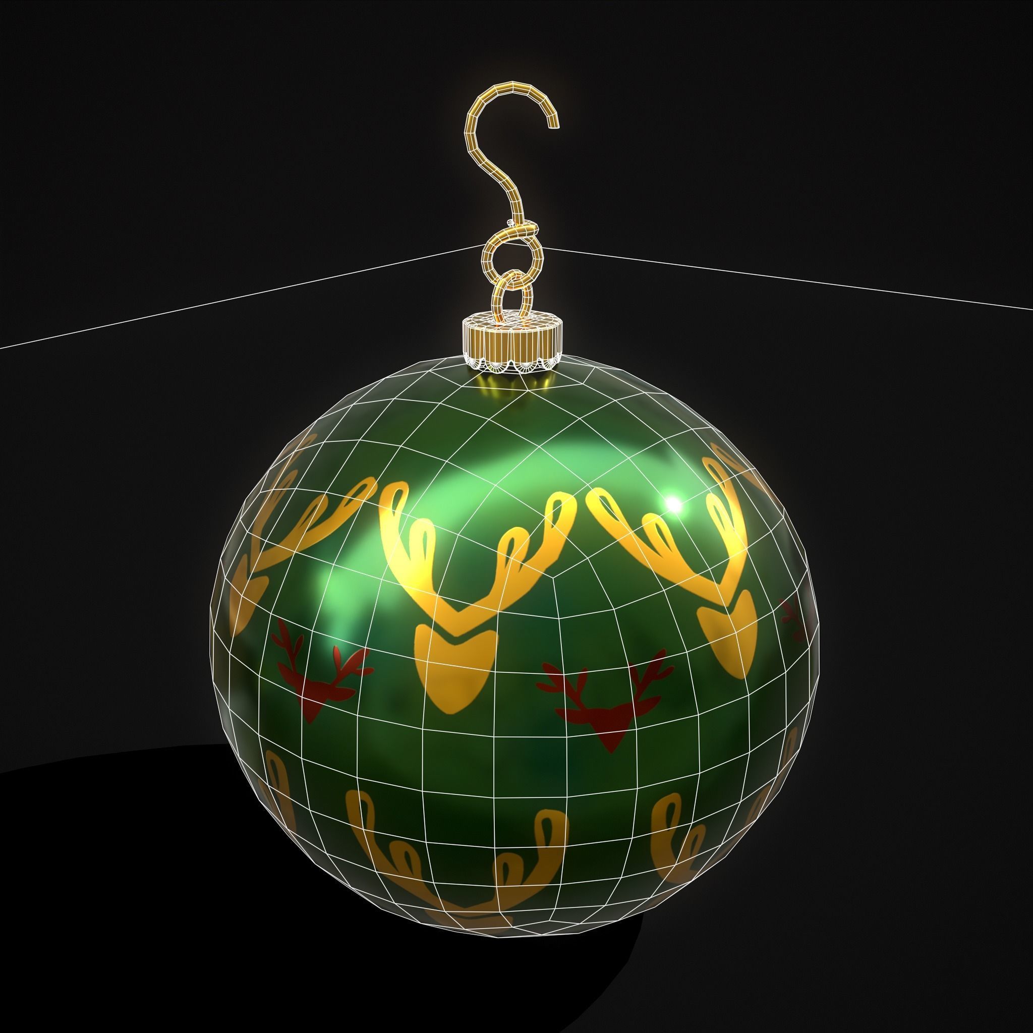 Green Deer And Elk Ball Low-poly 3D model_8