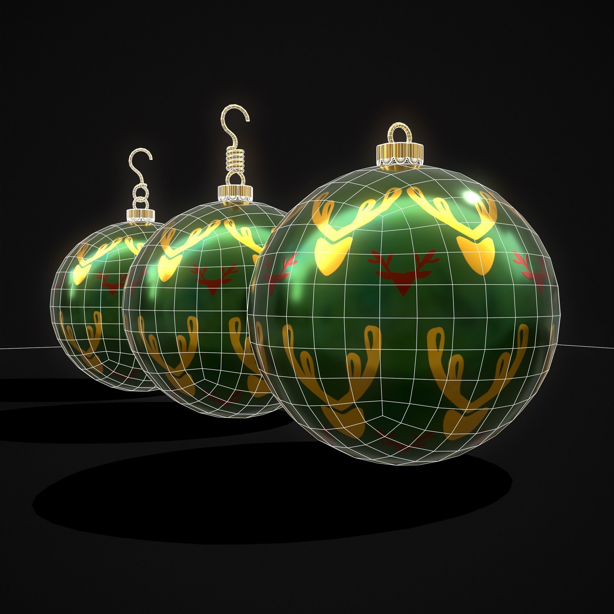 Green Deer And Elk Ball Low-poly 3D model_28