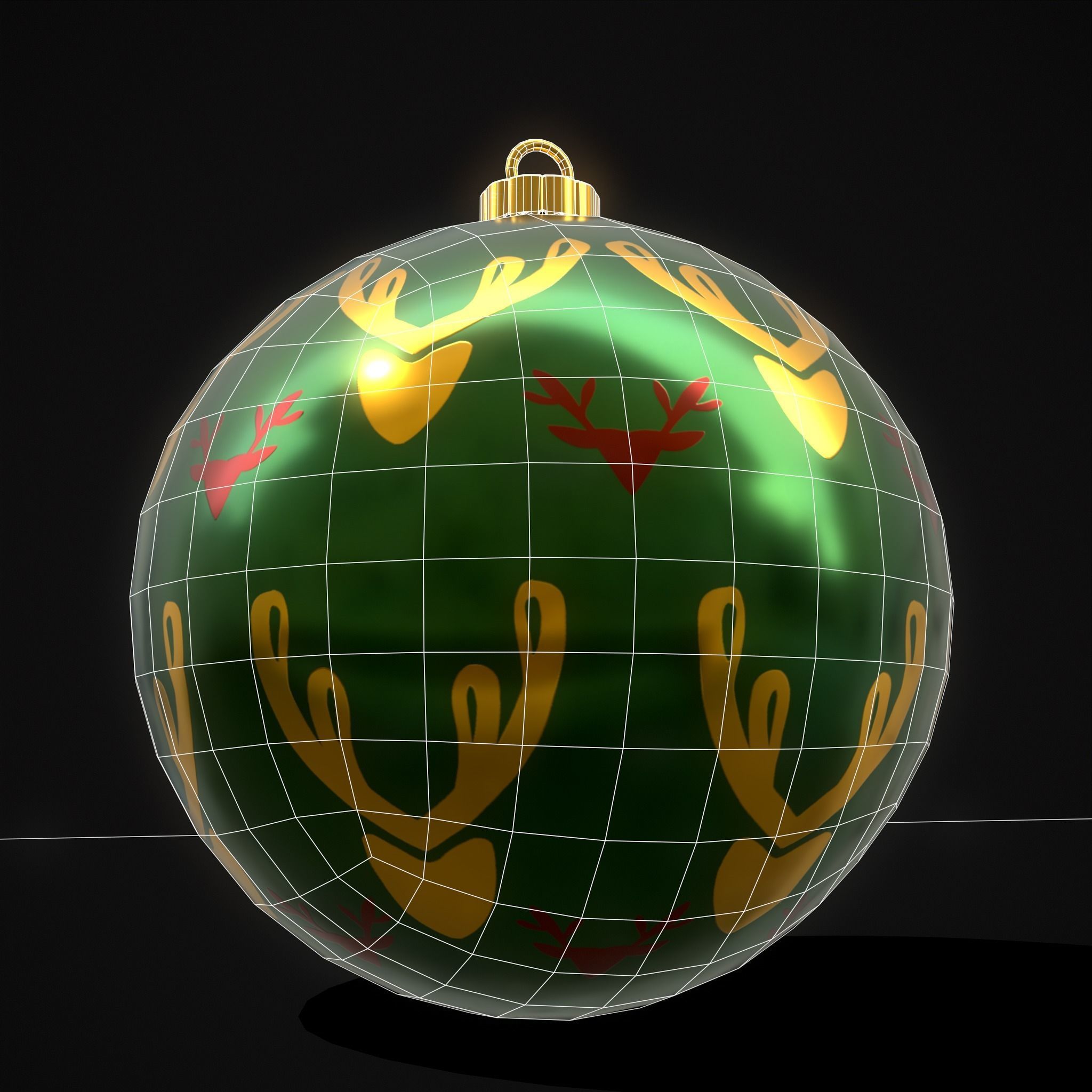 Green Deer And Elk Ball Low-poly 3D model_18