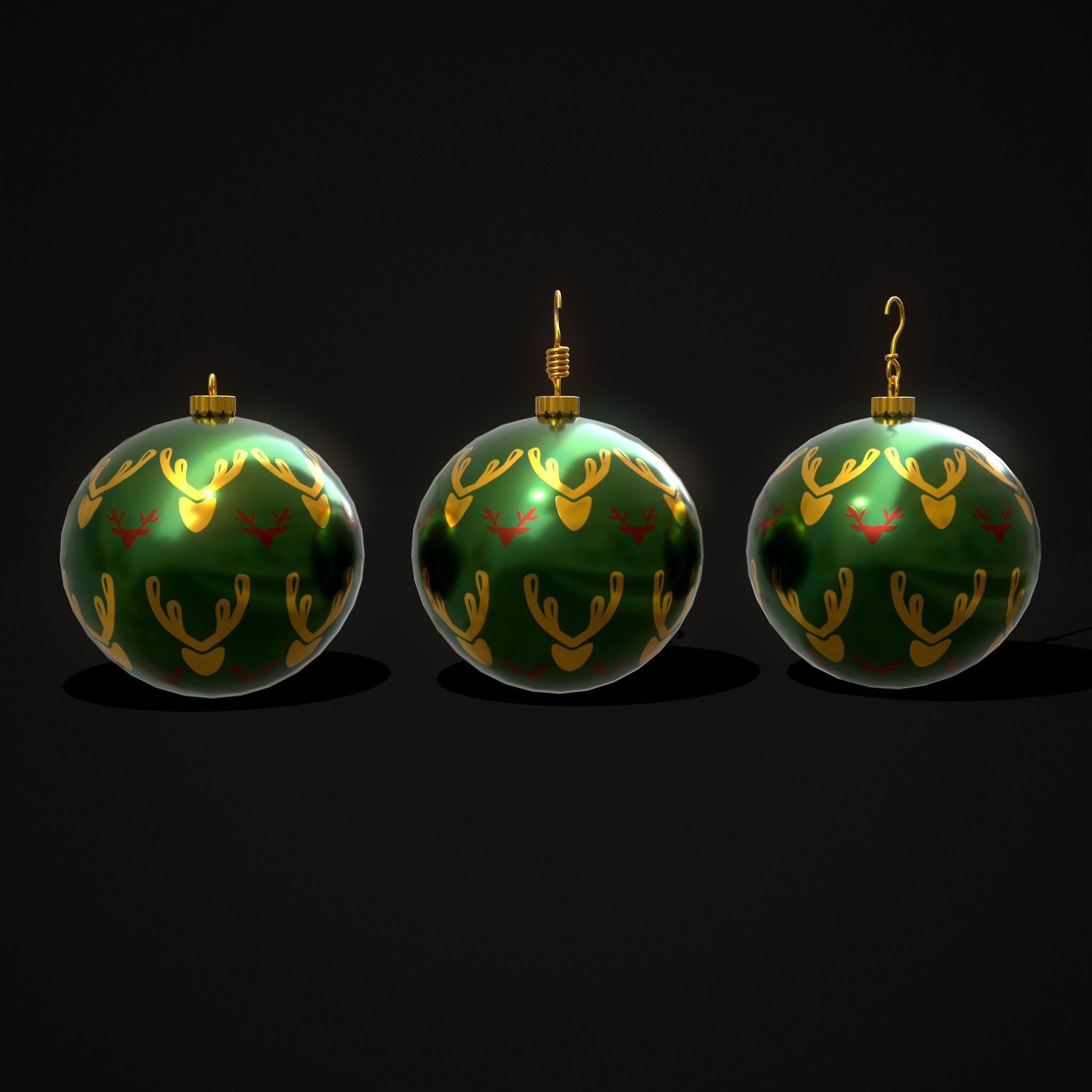 Green Deer And Elk Ball Low-poly 3D model_3
