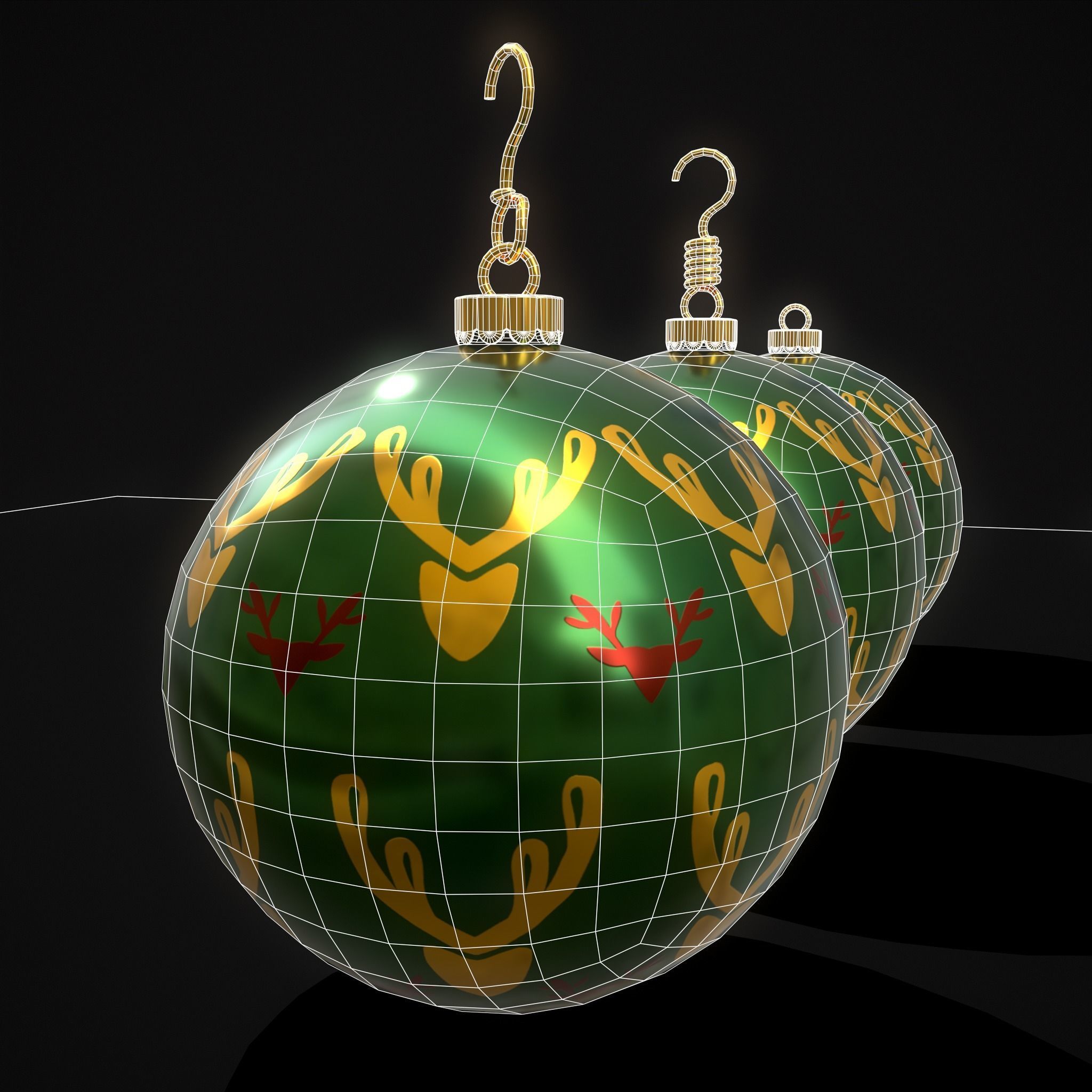 Green Deer And Elk Ball Low-poly 3D model_6