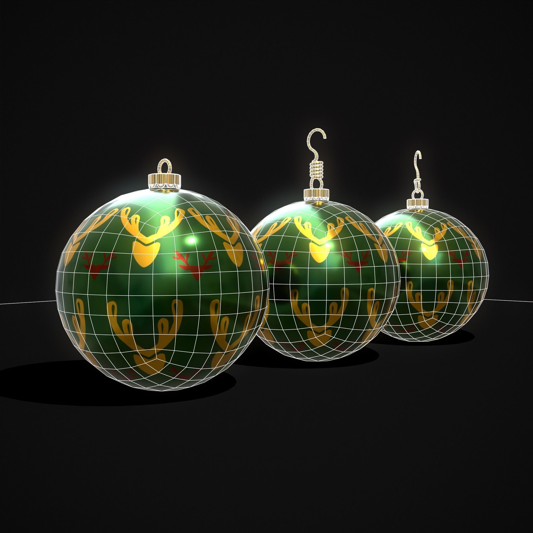 Green Deer And Elk Ball Low-poly 3D model_2