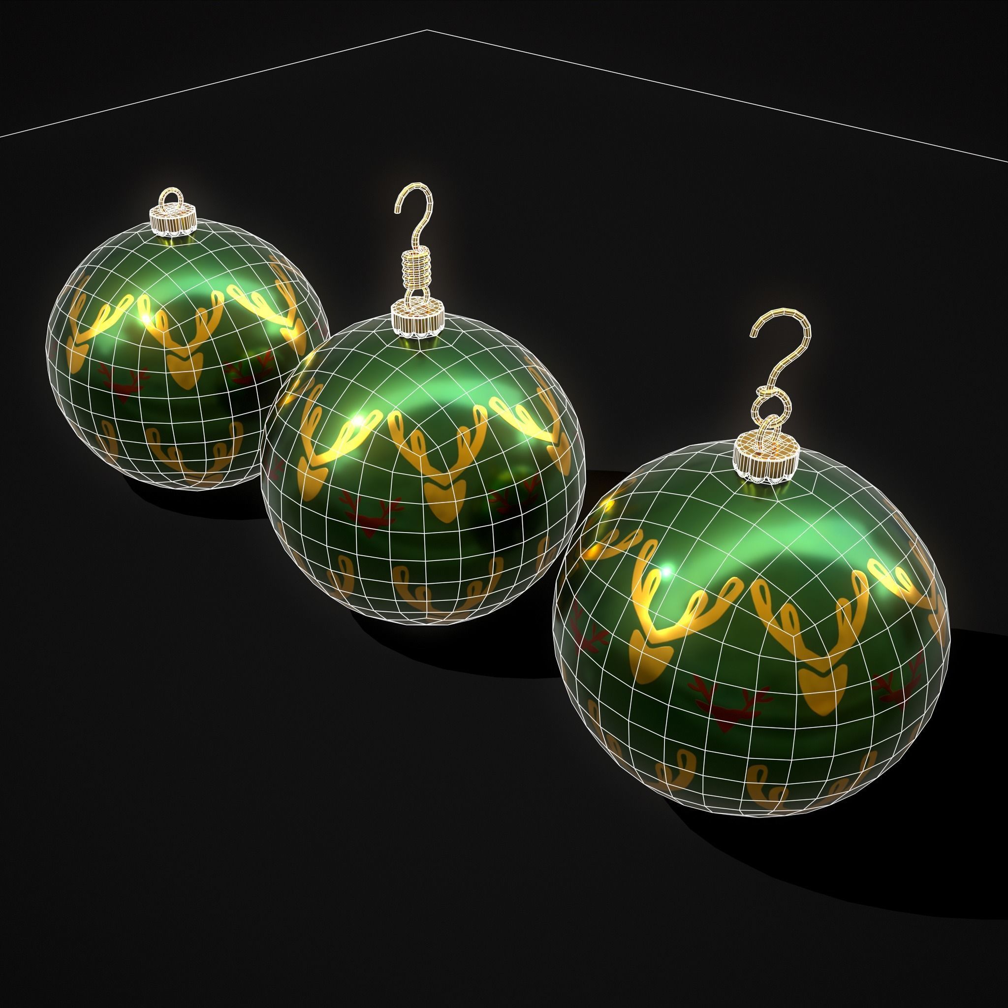 Green Deer And Elk Ball Low-poly 3D model_26