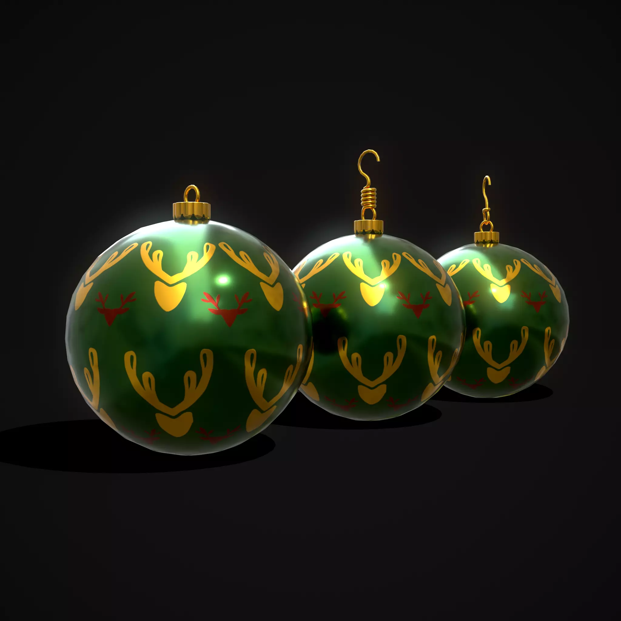 Green Deer And Elk Ball Low-poly 3D model_0