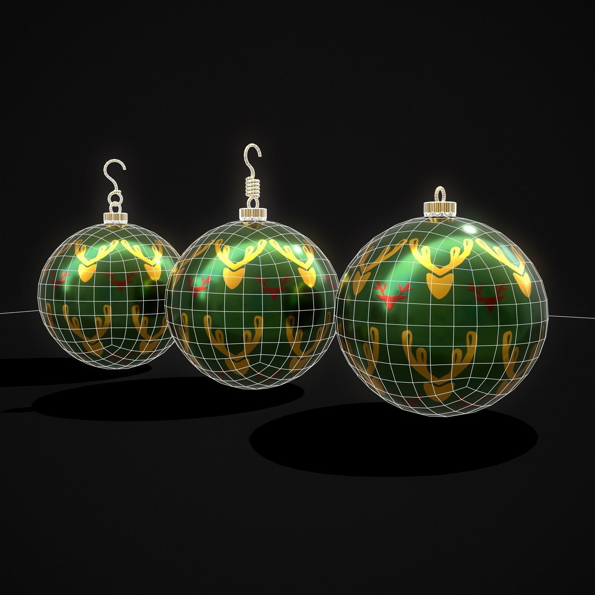 Green Deer And Elk Ball Low-poly 3D model_24