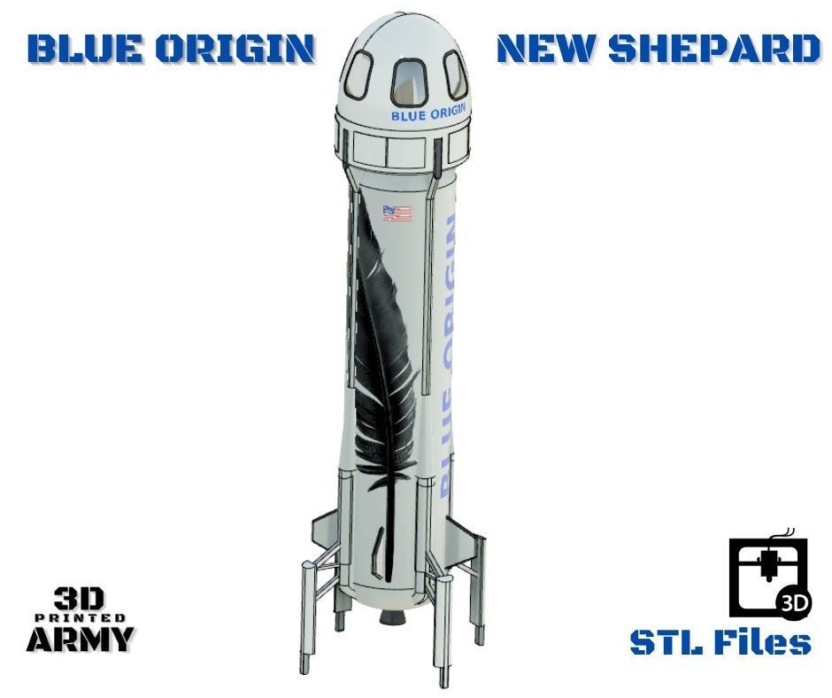 Blue Origin New Shepard Rocket STL files for 3D printing 3D model 3D
