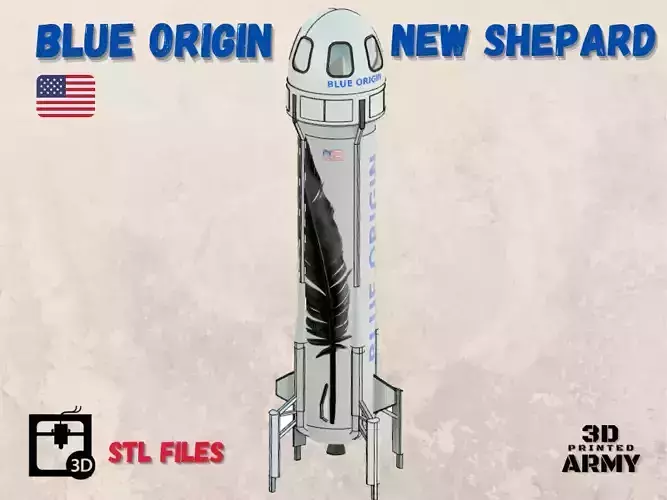 Blue Origin New Shepard Rocket -STL files for 3D printing 3D print model