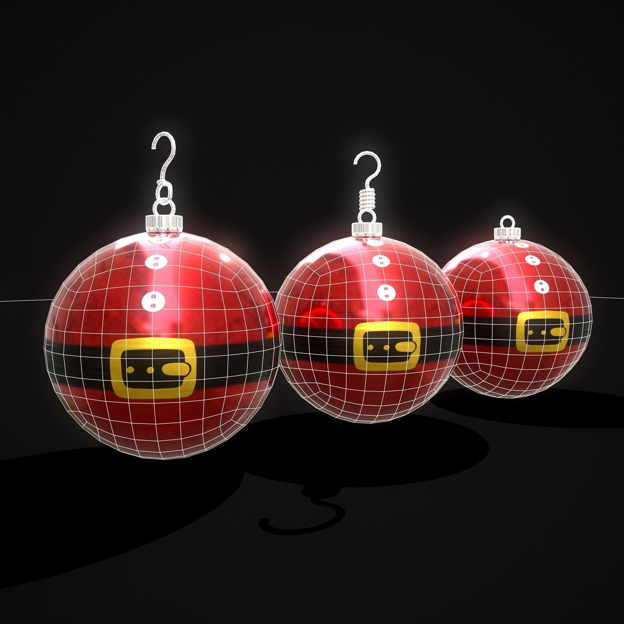 Santa Christmas Ball Low-poly 3D model_2