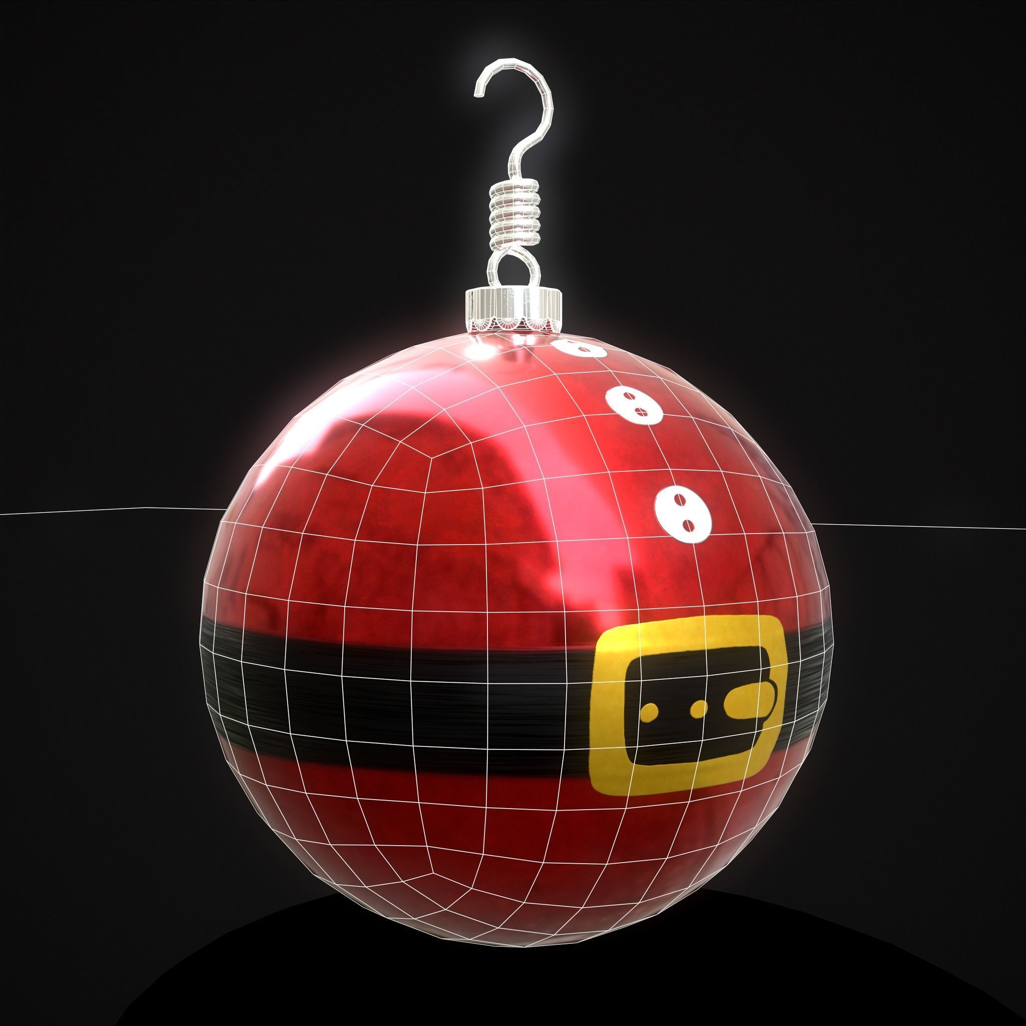 Santa Christmas Ball Low-poly 3D model_10