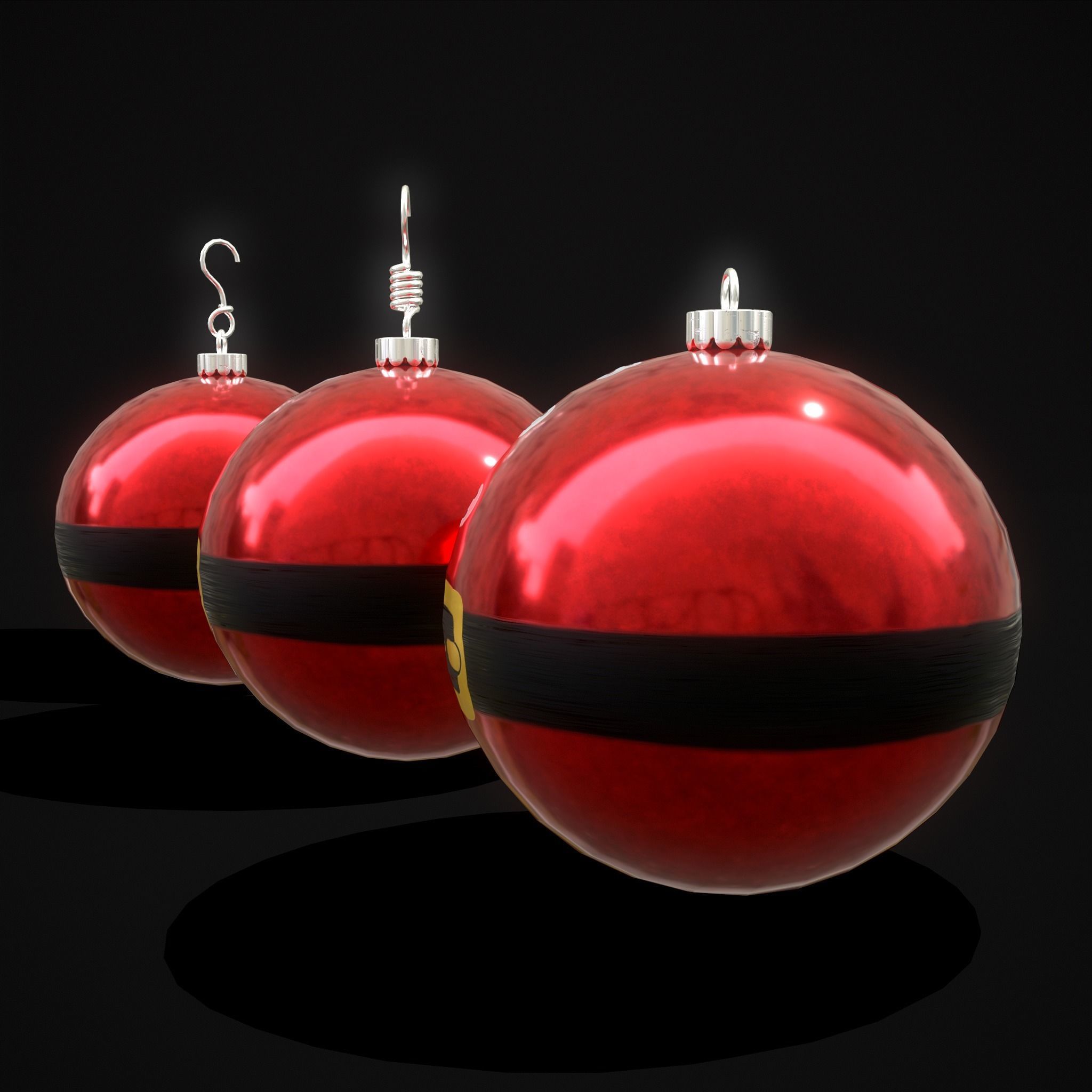 Santa Christmas Ball Low-poly 3D model_3