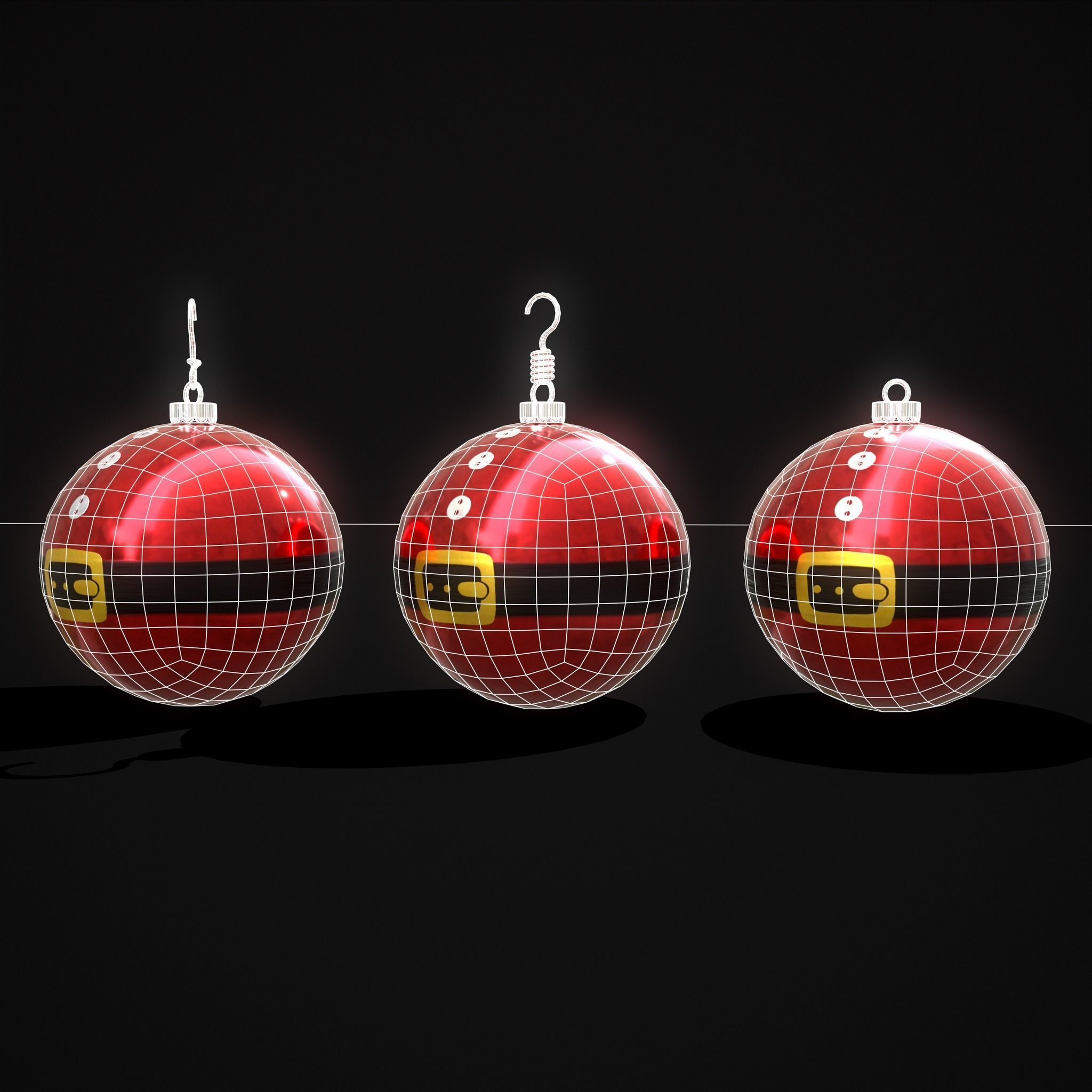 Santa Christmas Ball Low-poly 3D model_6
