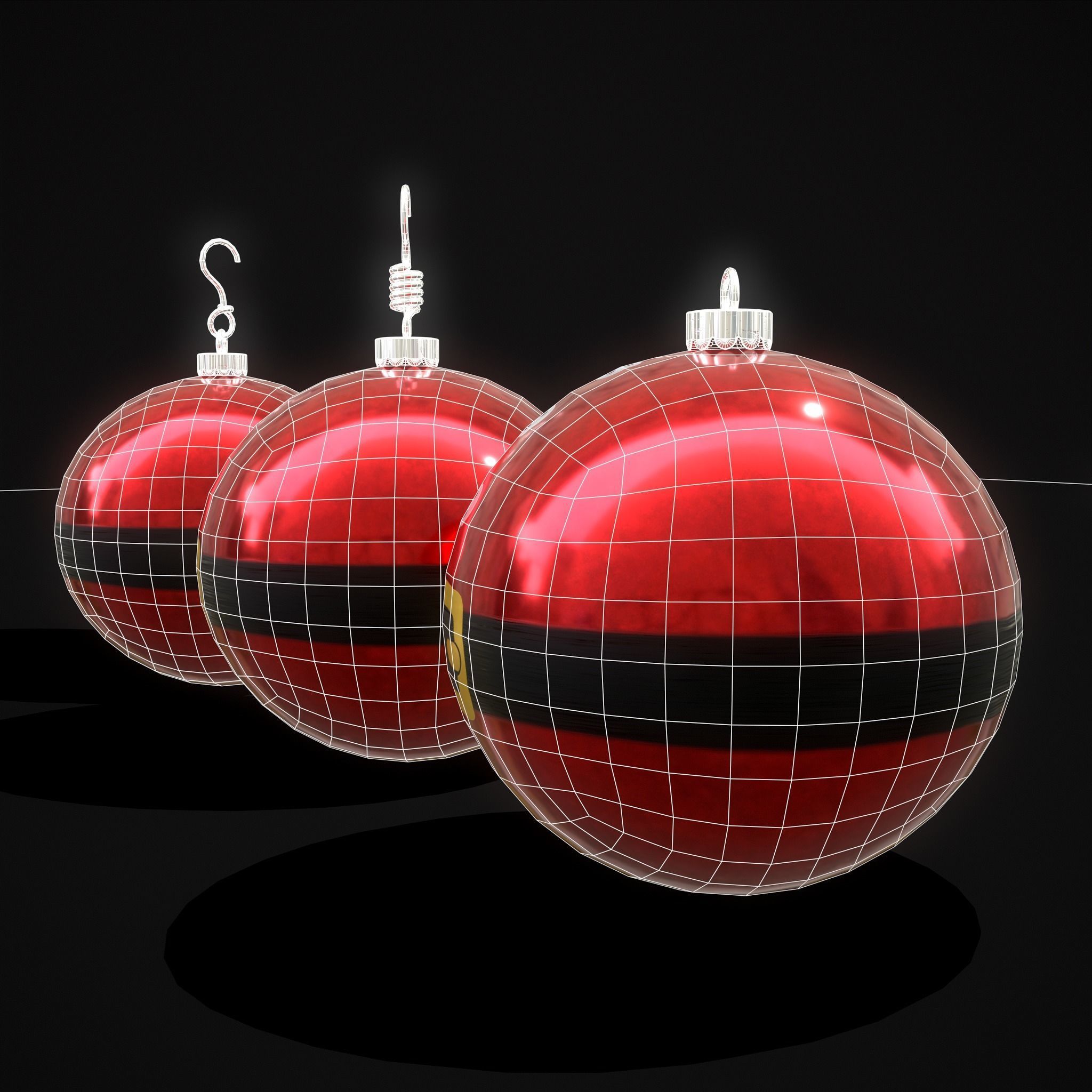 Santa Christmas Ball Low-poly 3D model_4