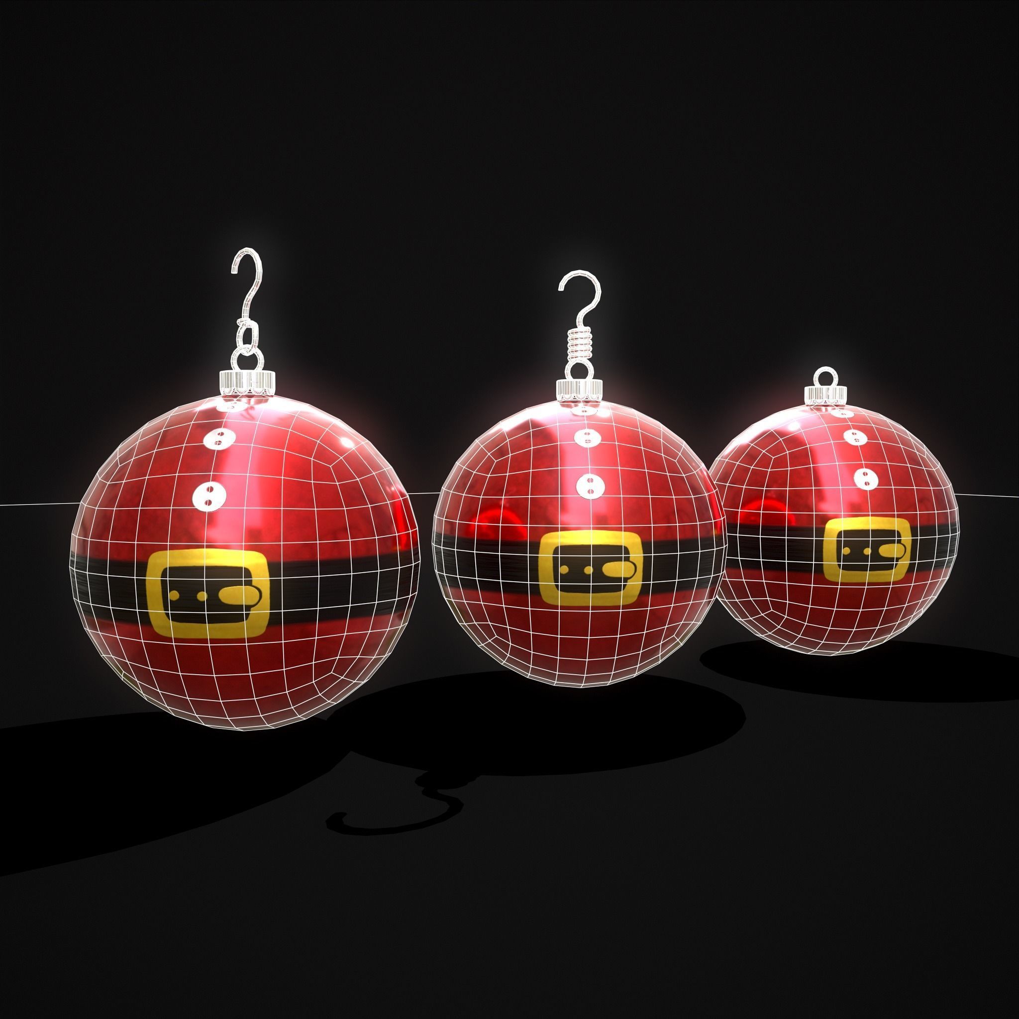 Santa Christmas Ball Low-poly 3D model_28