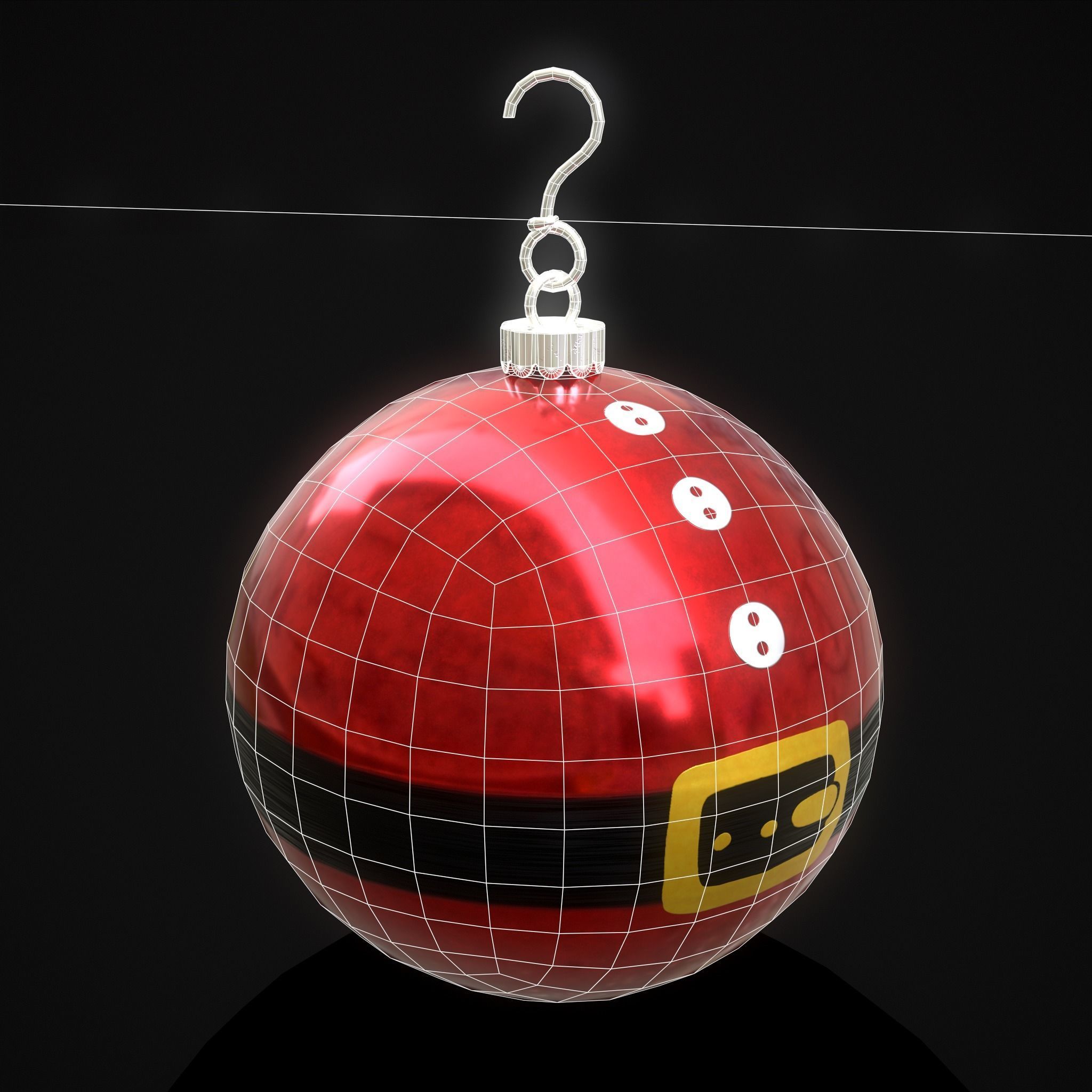 Santa Christmas Ball Low-poly 3D model_16
