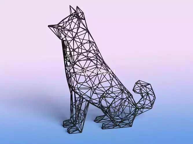 AKITA DOG - WIRE ART 3D print model