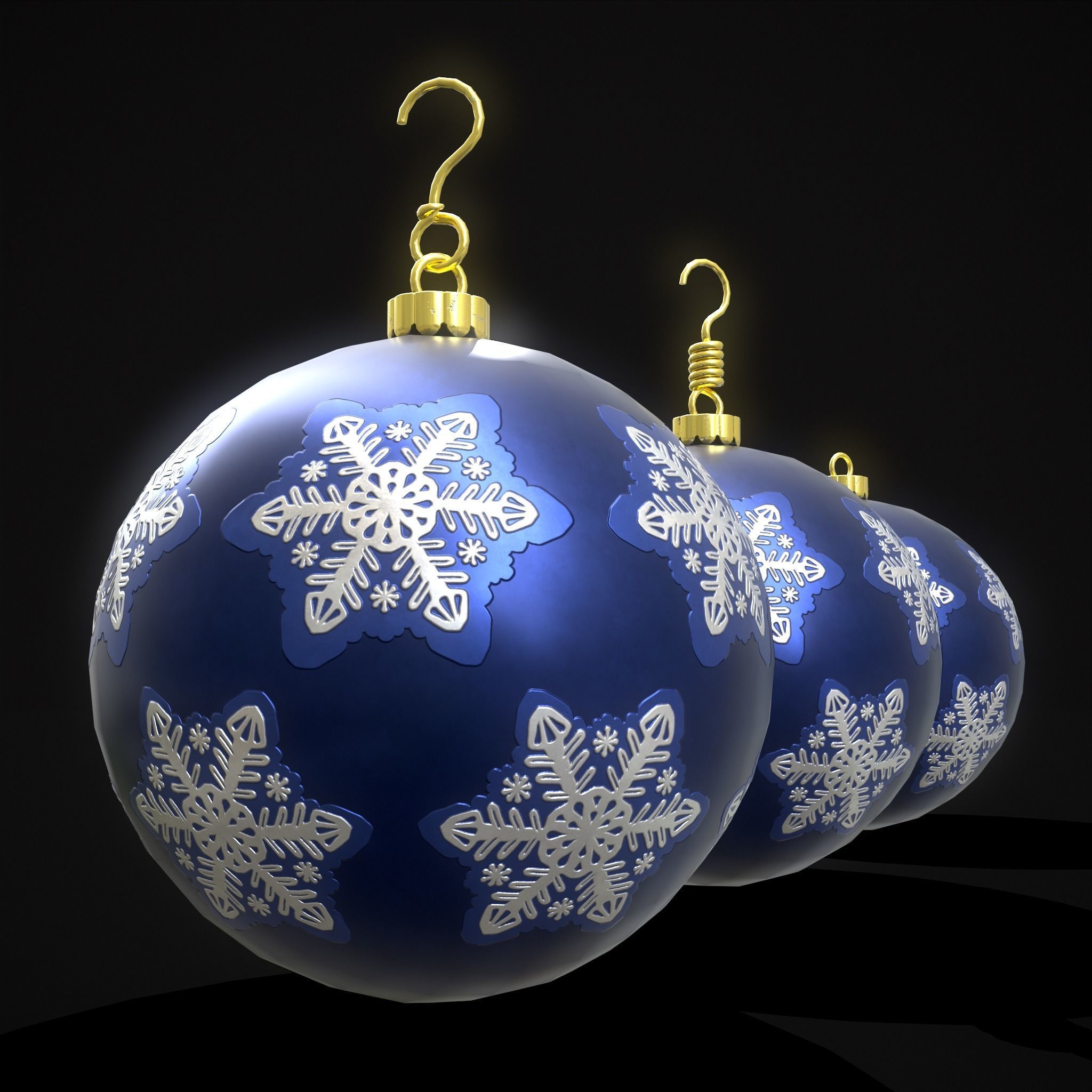 Saphire Blue With Flake Ball Low-poly 3D model_27